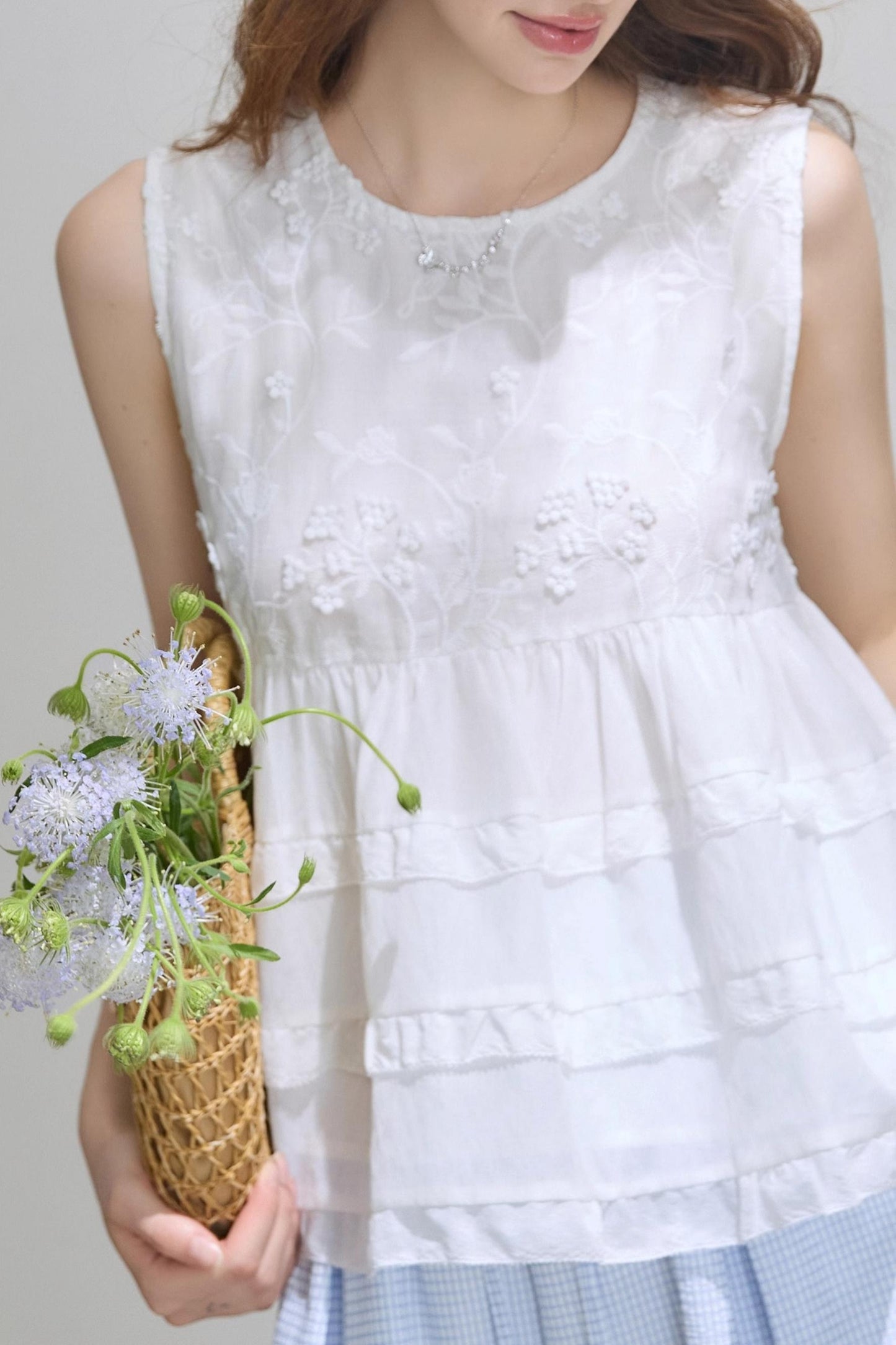 Summer White Embroidered Top