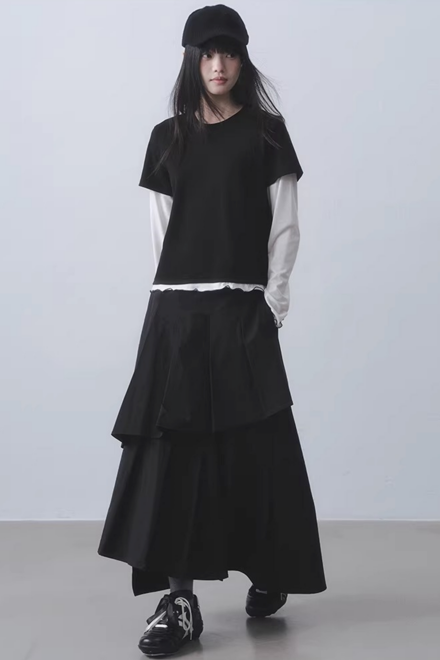 Double-Layered Pleated Skirt