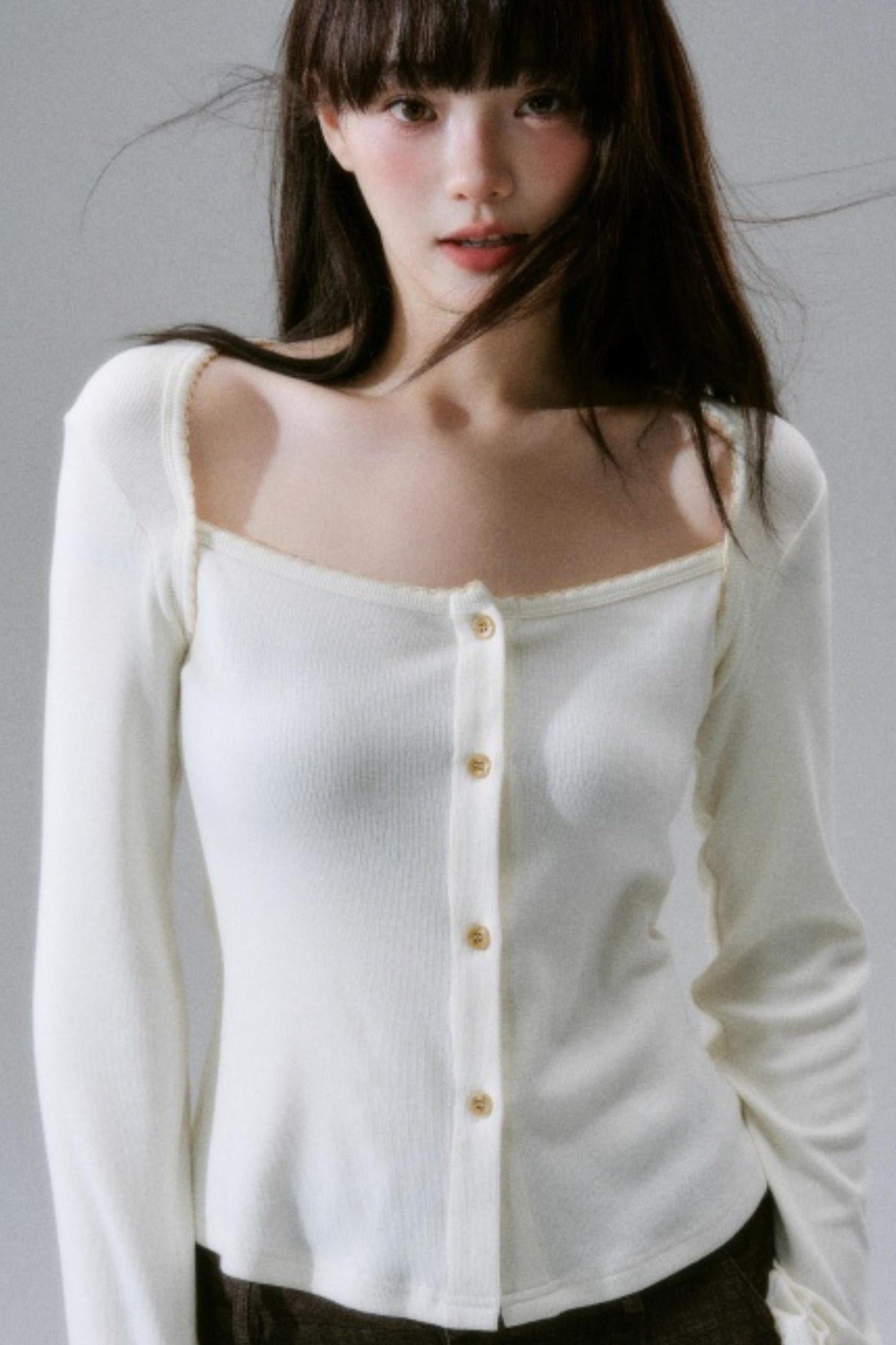 Lyocell Rabbit Fur Long-Sleeve Top