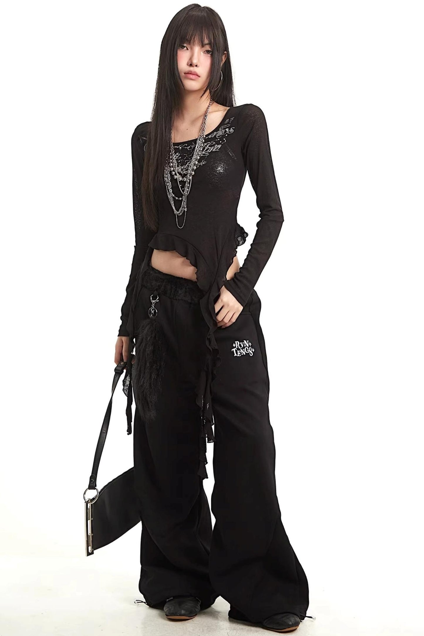 Black Ribbon Shoulder Top