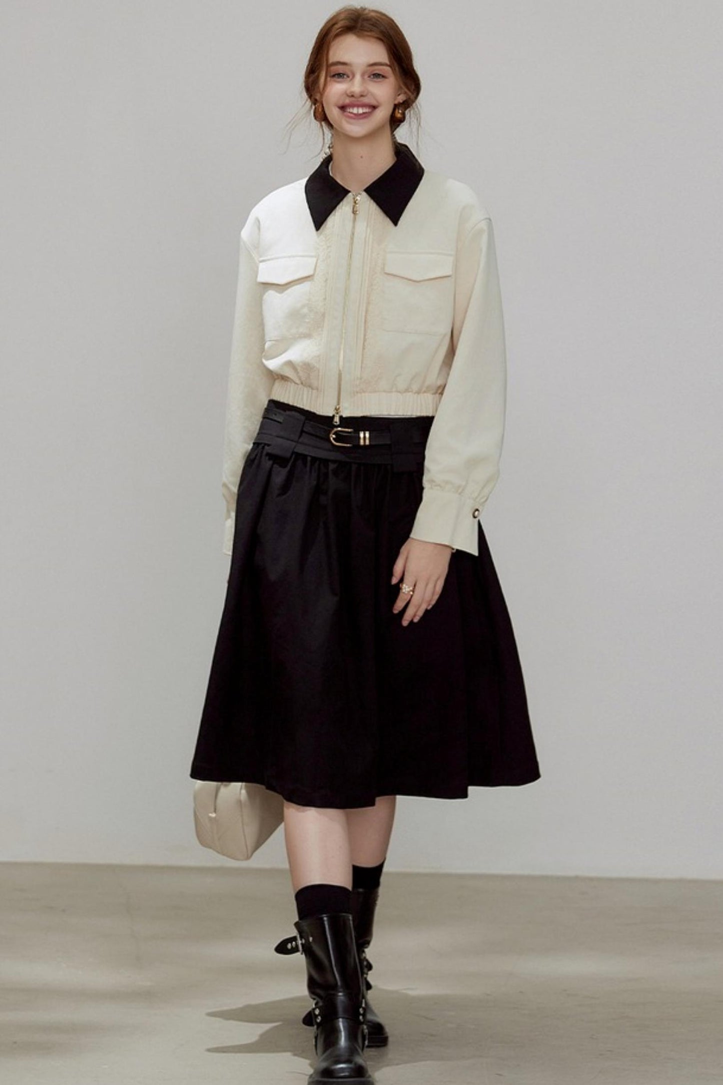 Autumn Lapel Short Coat Set-Up