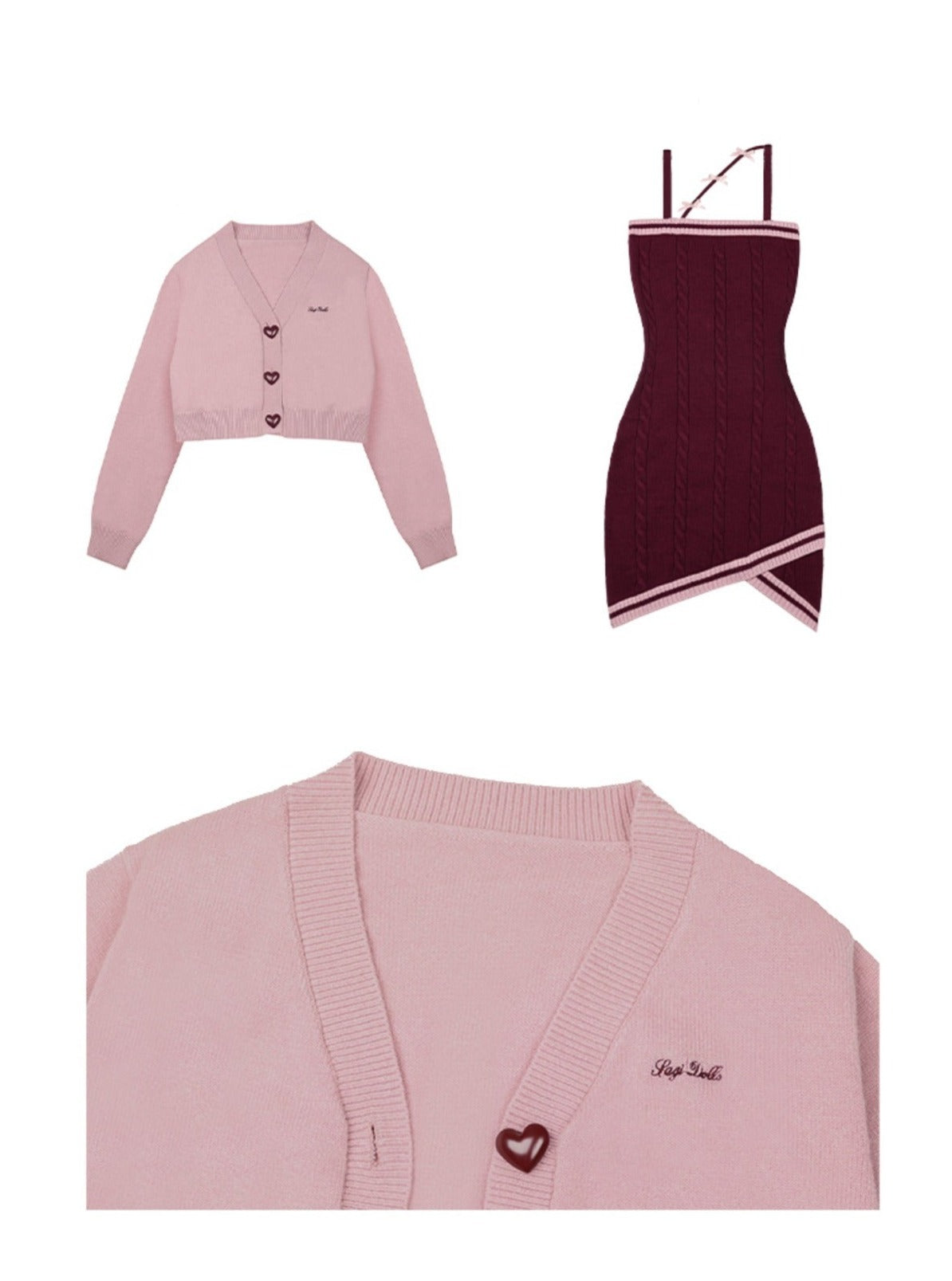 낭만적 인 2 피스 스웨터 드레스 세트