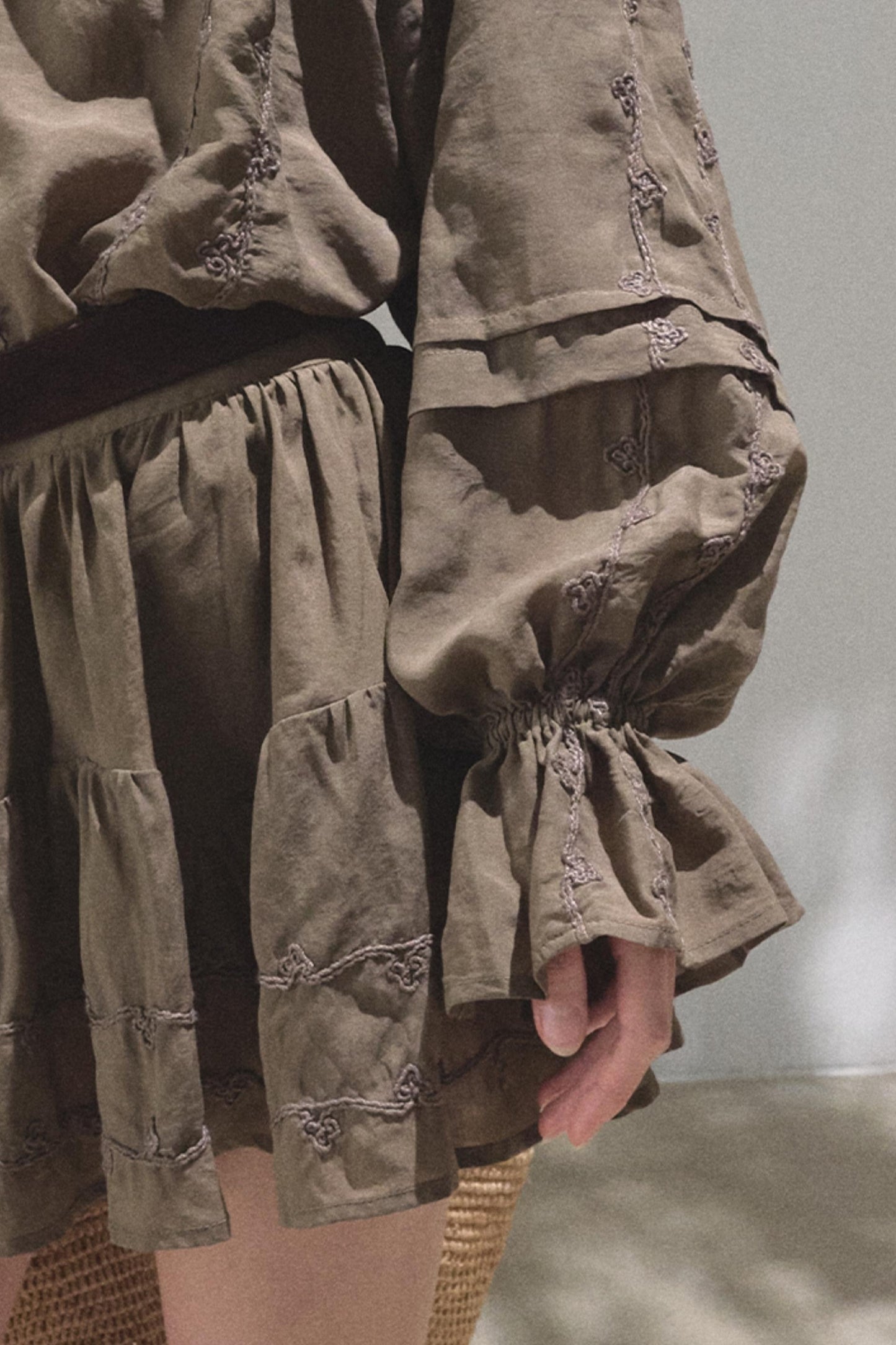 Relaxed Bubble Sleeve Skirt Set-Up