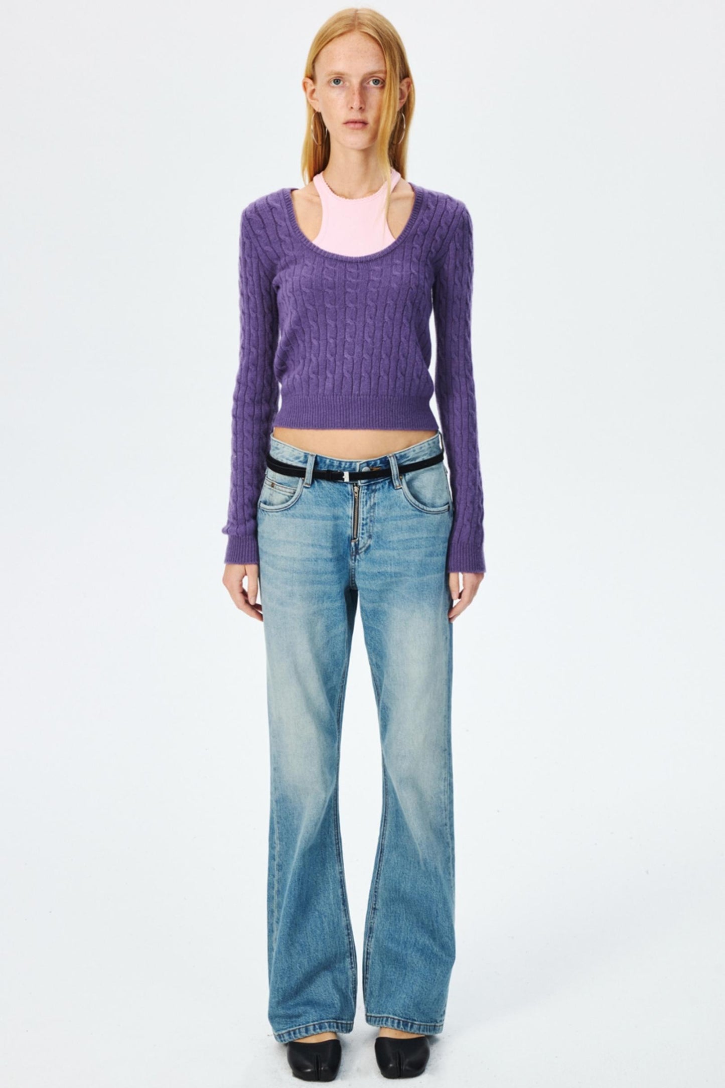 Wool Cropped Slim Fit Top