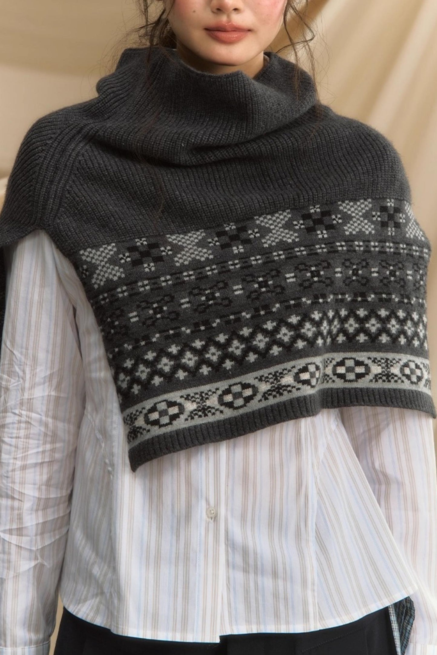 Rime Snow Jacquard Shawl Coat