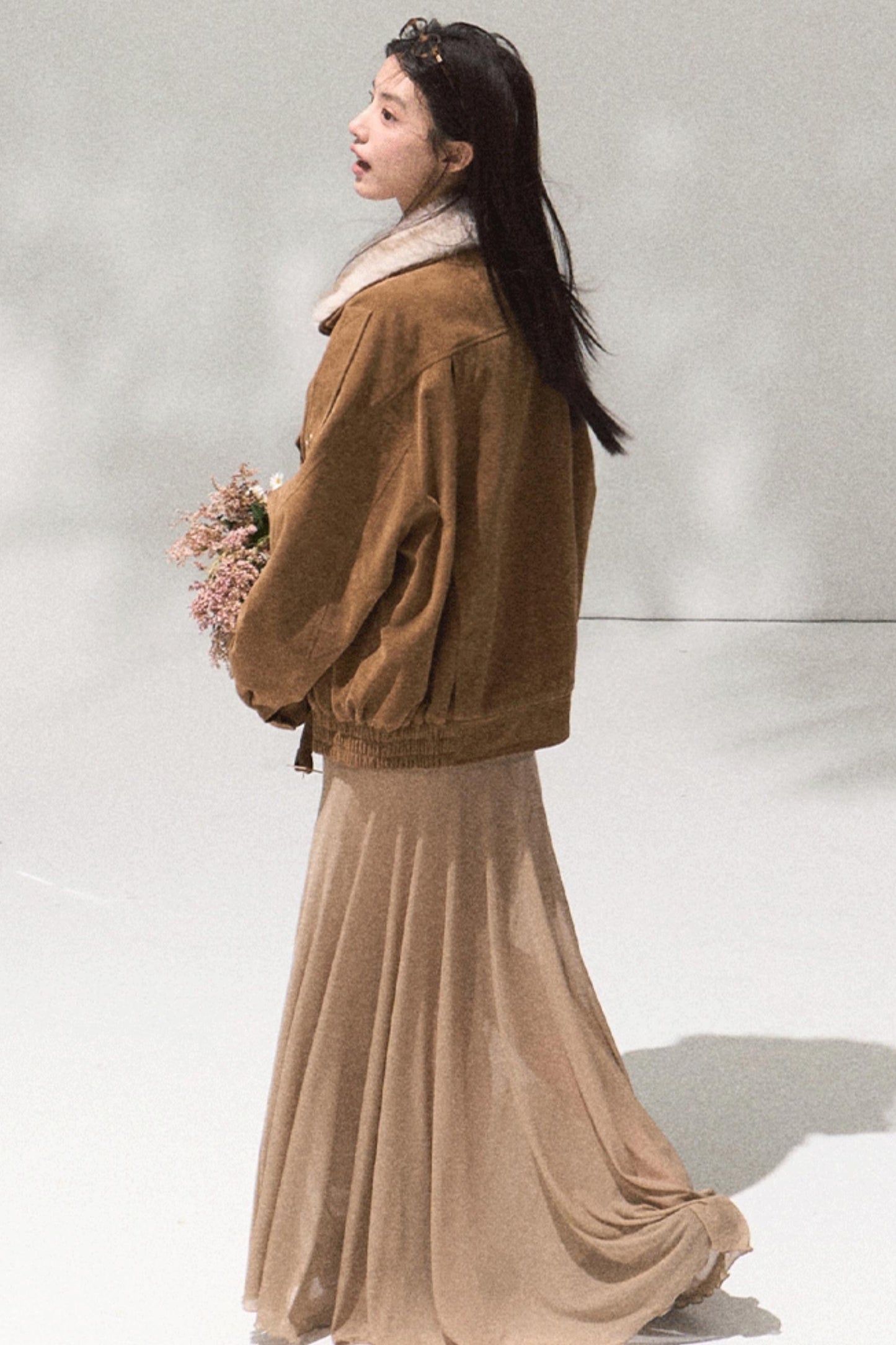 High-Waisted Slimming Knit Mesh Skirt