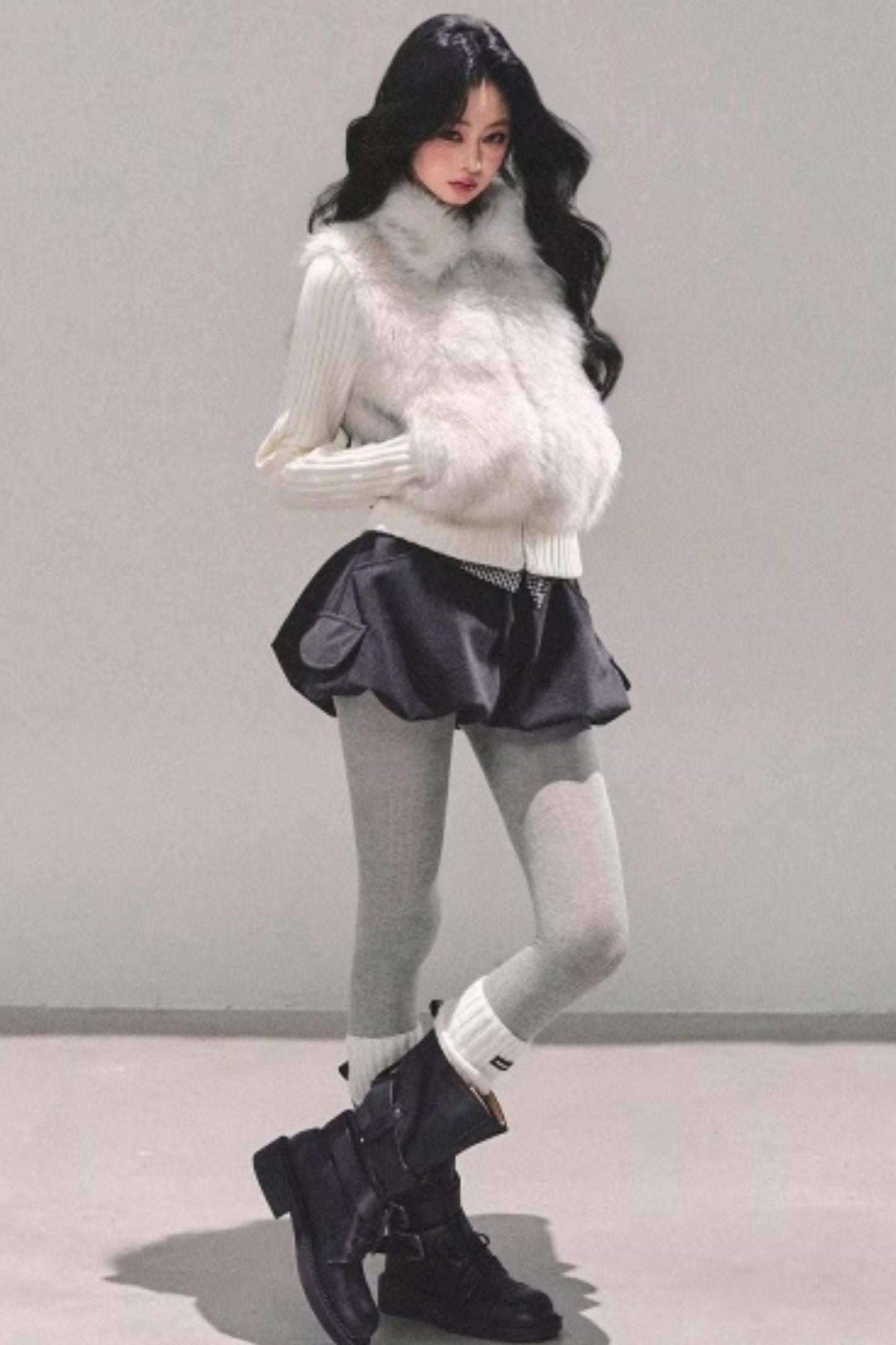 Faux Fur Leopard Knit Jacket