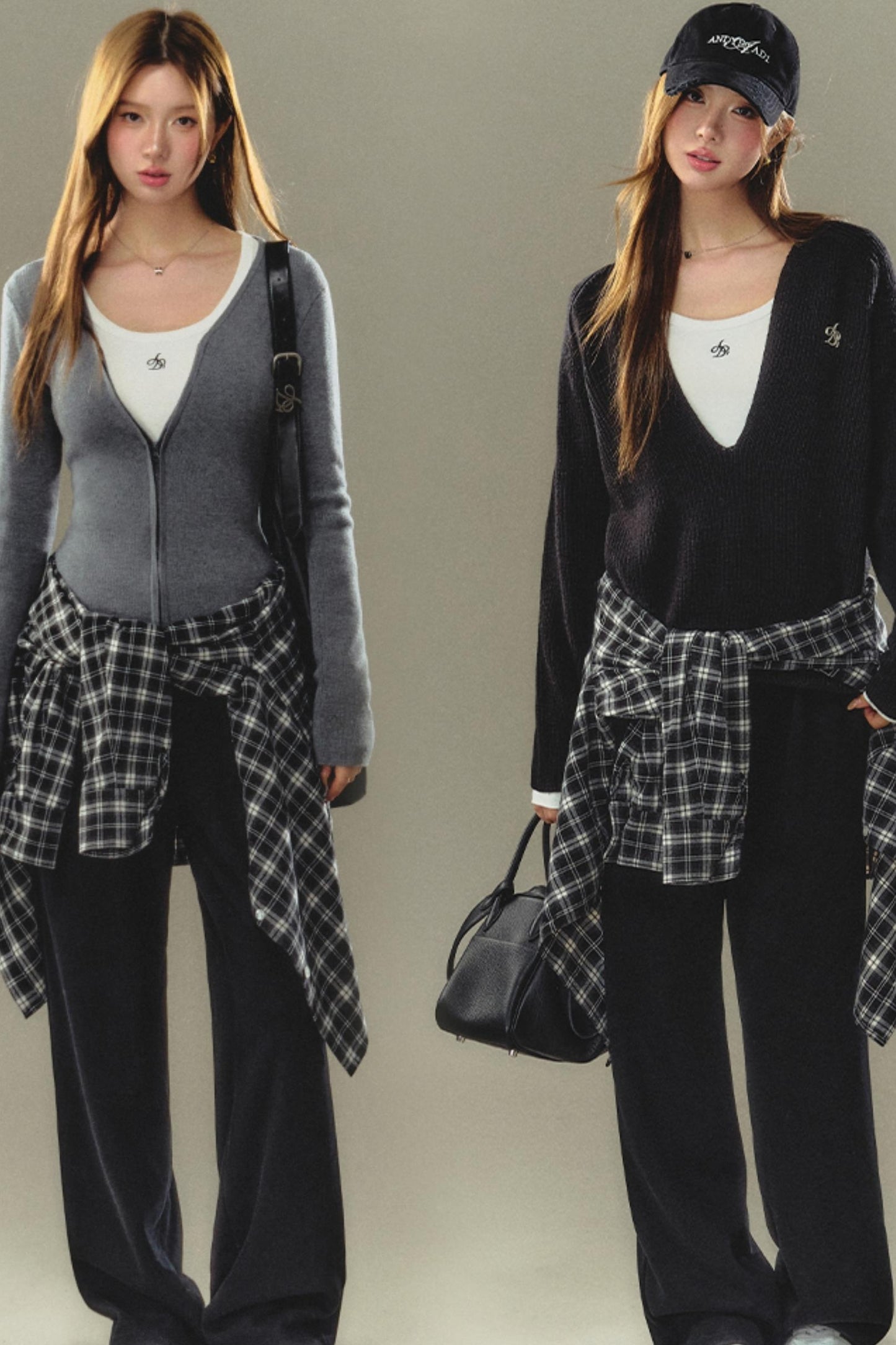 빈티지 체크 긴팔 셔츠