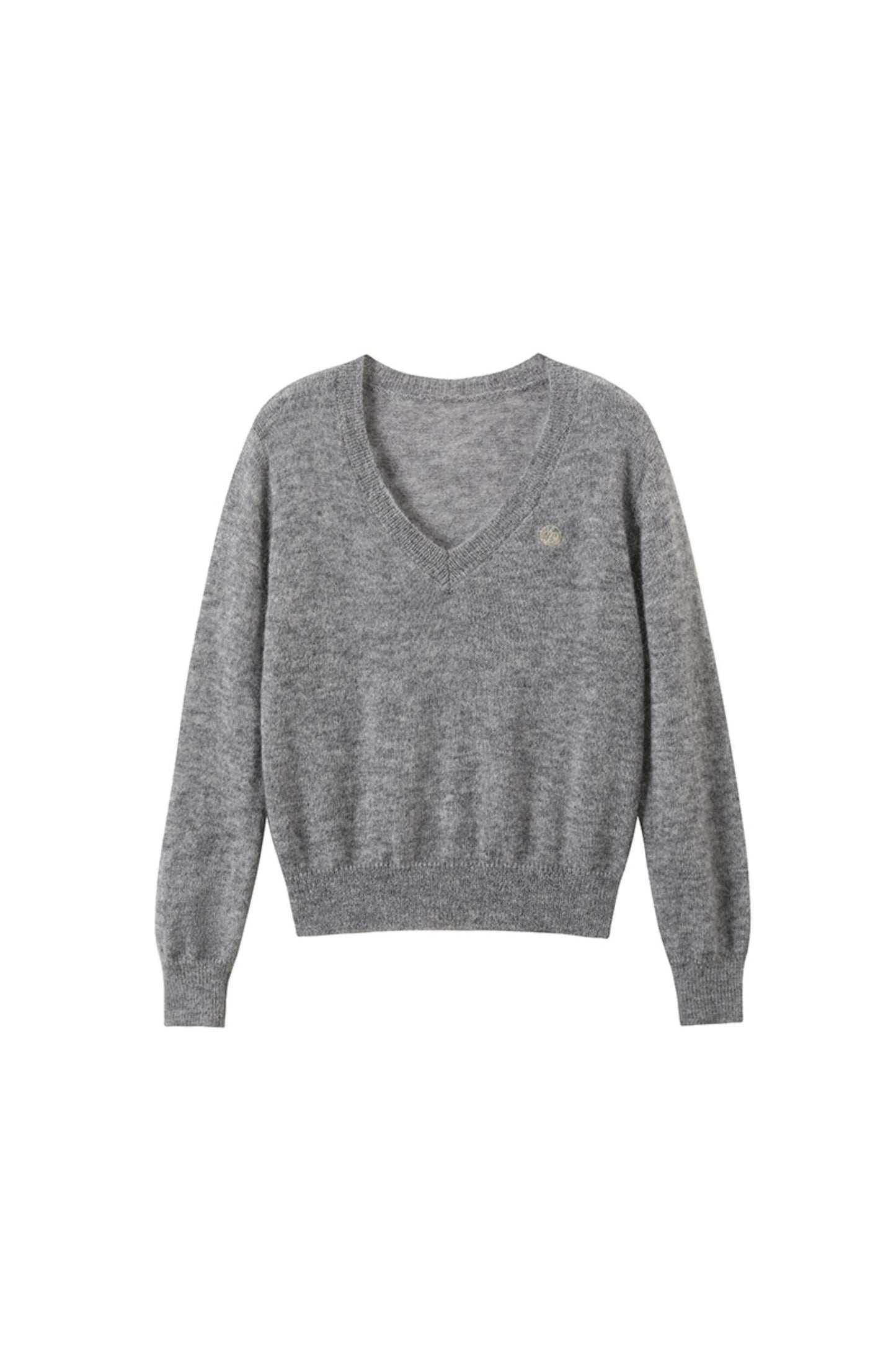 Pull uni à col en V d'automne