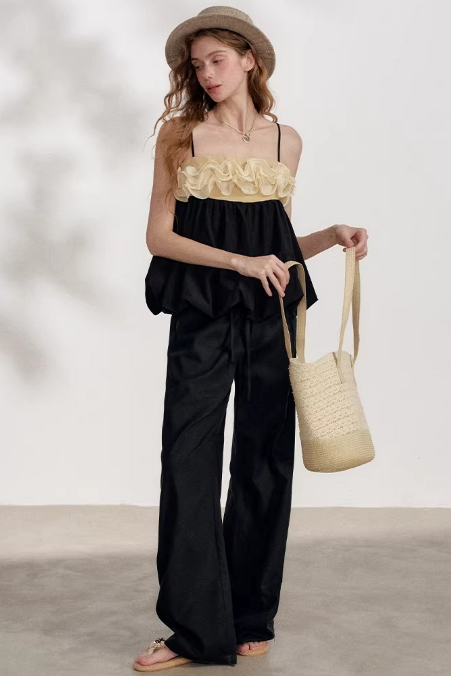 Ruffled Floral Patchwork Camisole