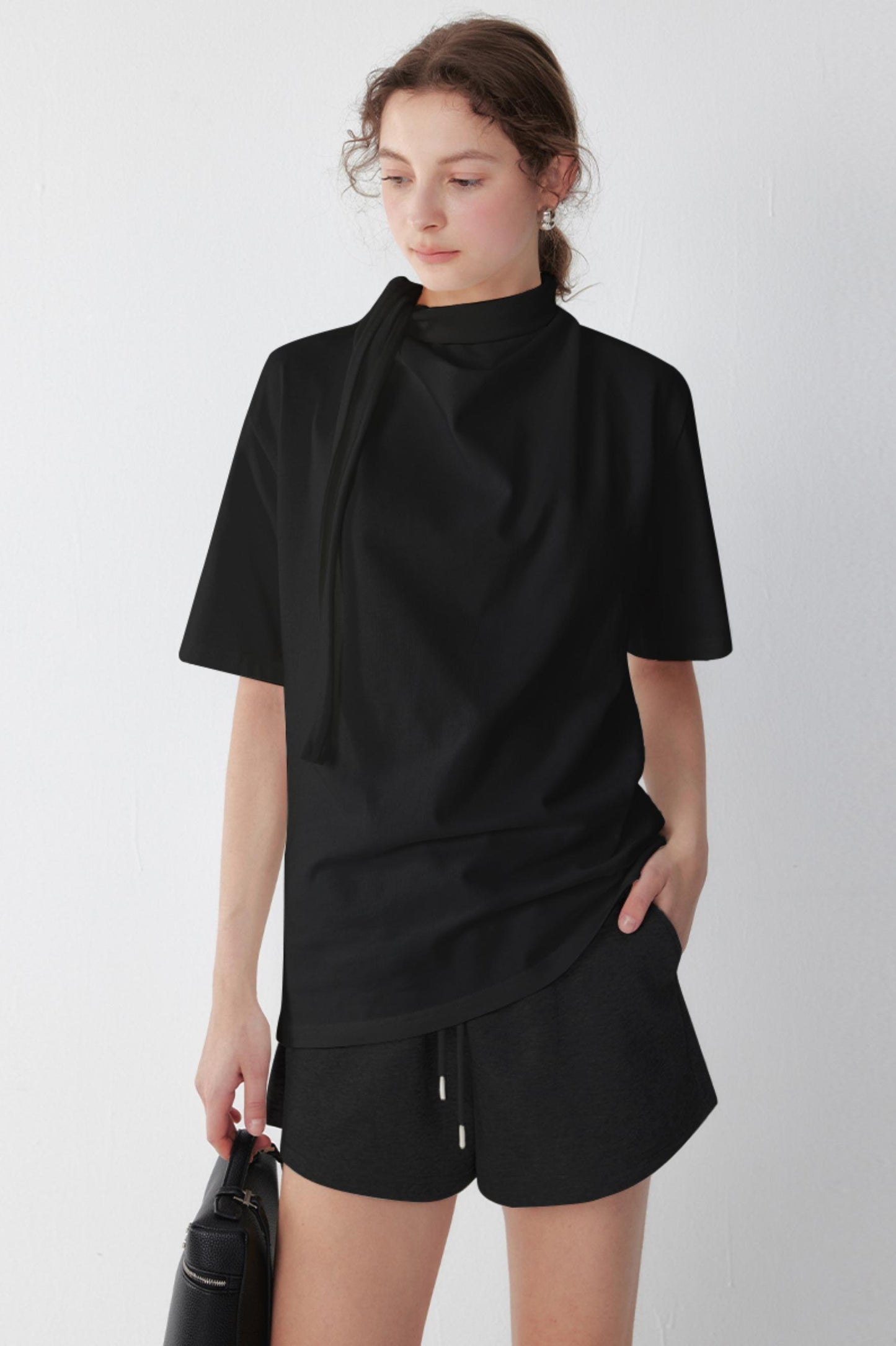 White And Black Cotton Simple T-Shirt