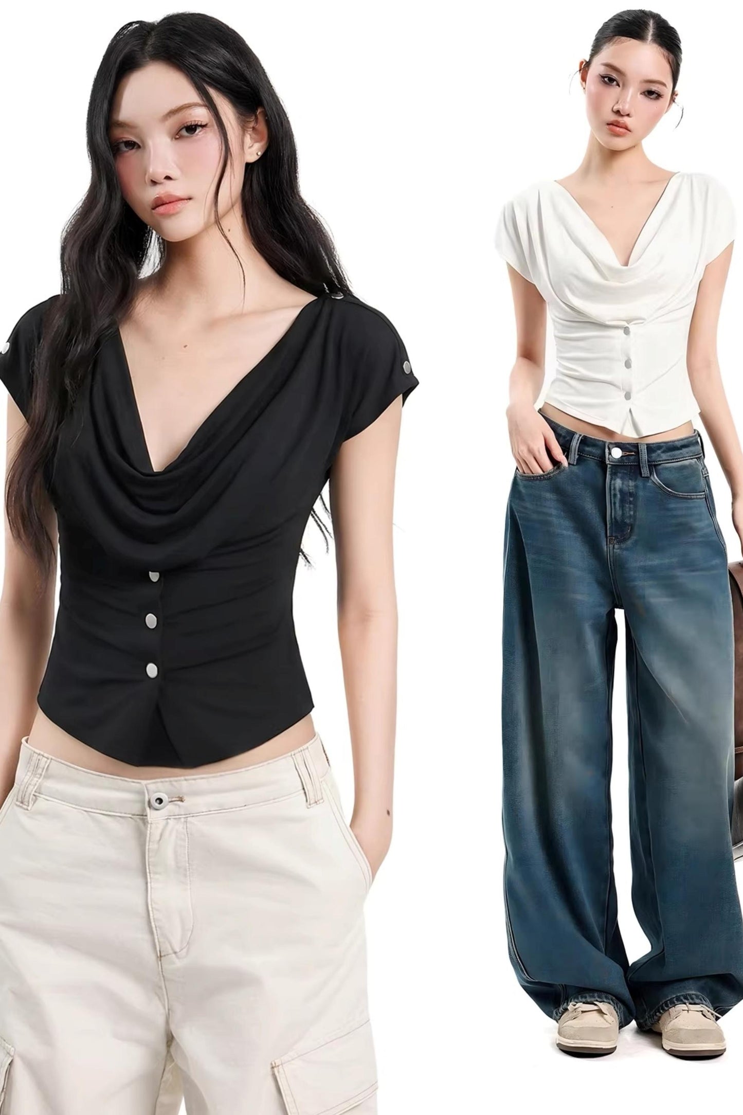 Top ajustado negro con hombros descubiertos