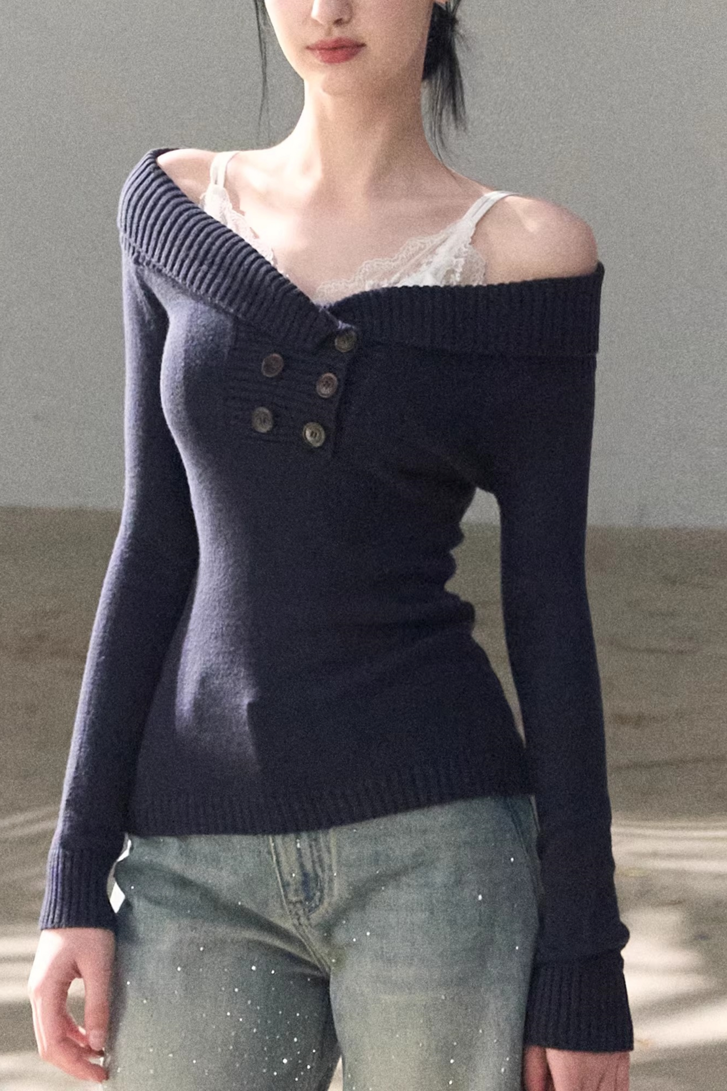 Asymmetrical Cotton Knit Top