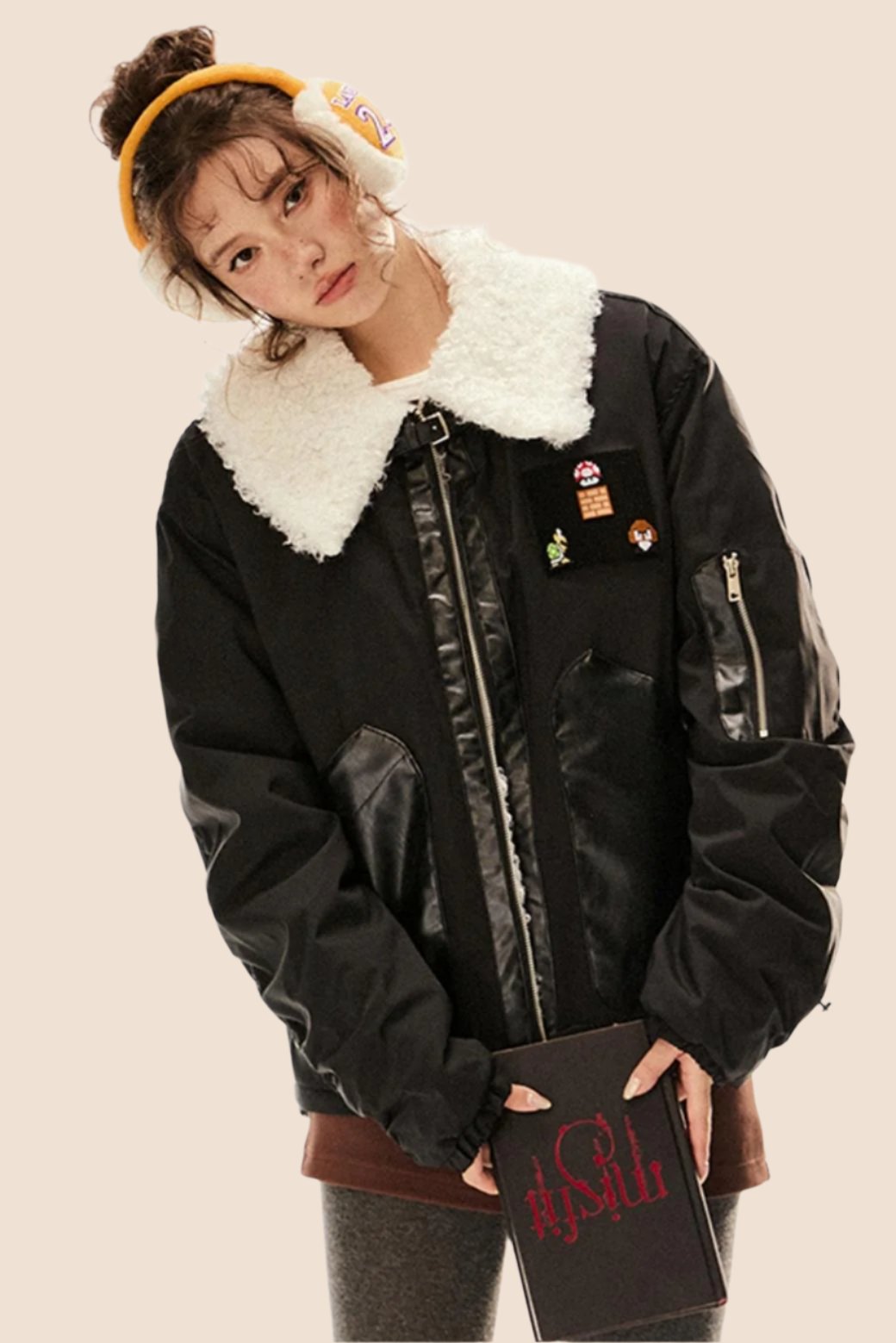 Veste Patchwork Vintage en Laine d'Agneau