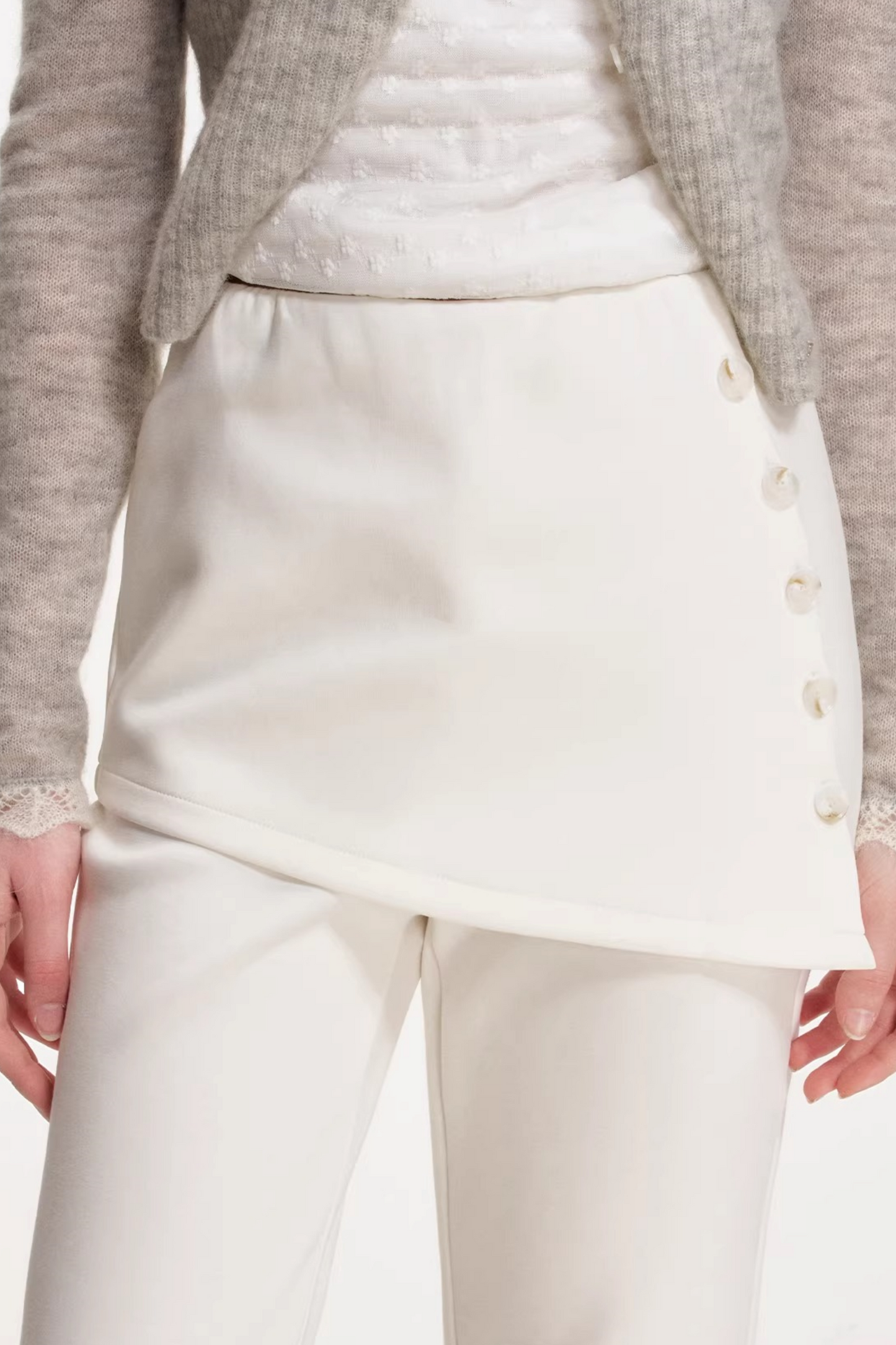 Faux Pearl Spliced Flared Pants