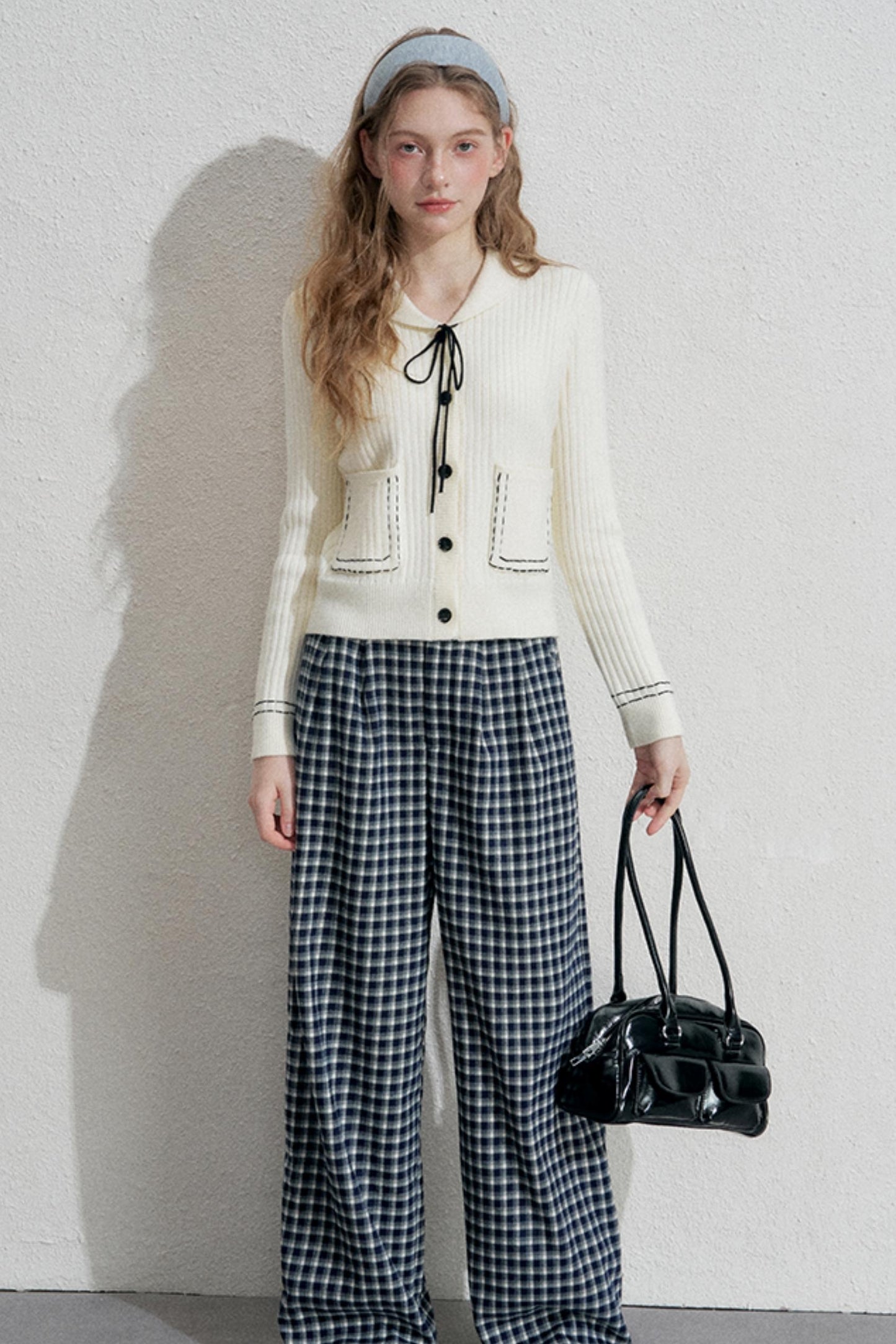 Blue Plaid Woolen Trousers