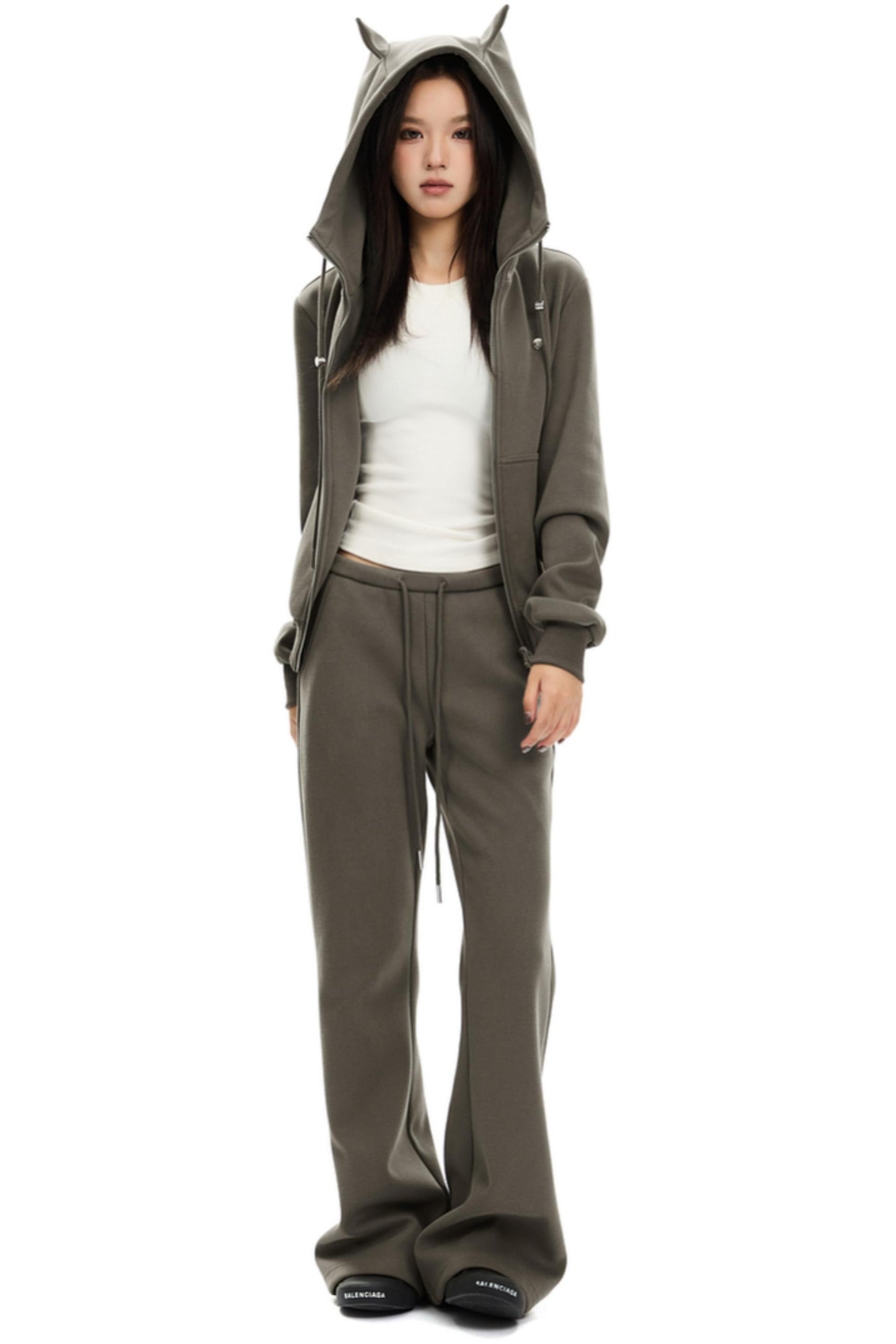 Veste à capuche courte à double zip