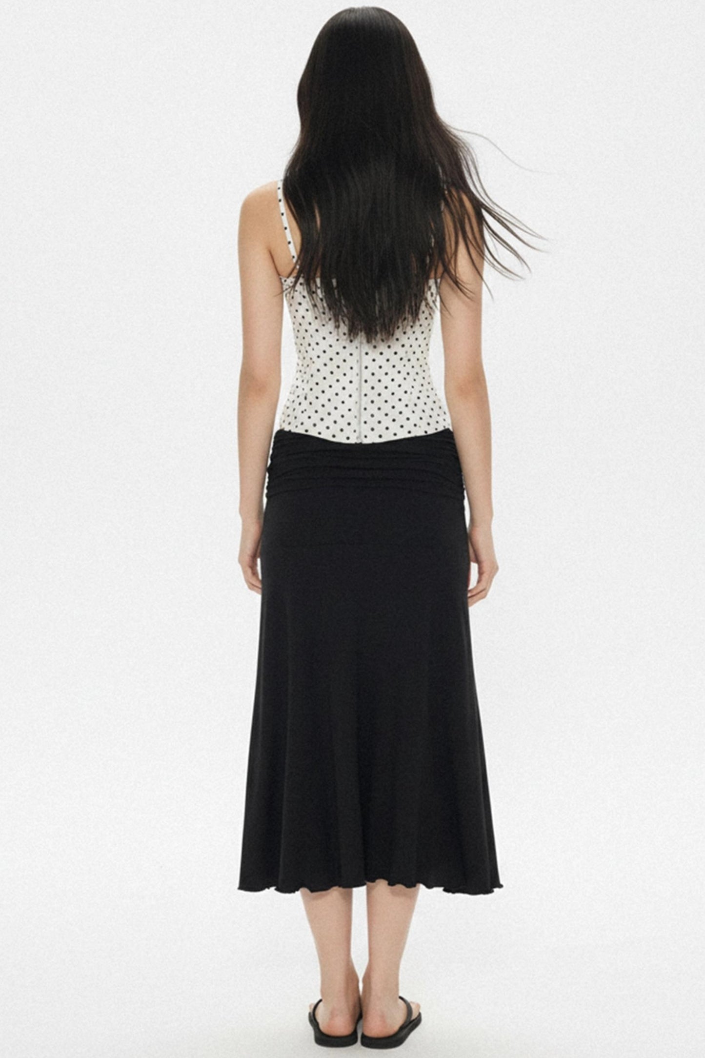 Pleated Waistband Mid-Length Skirt