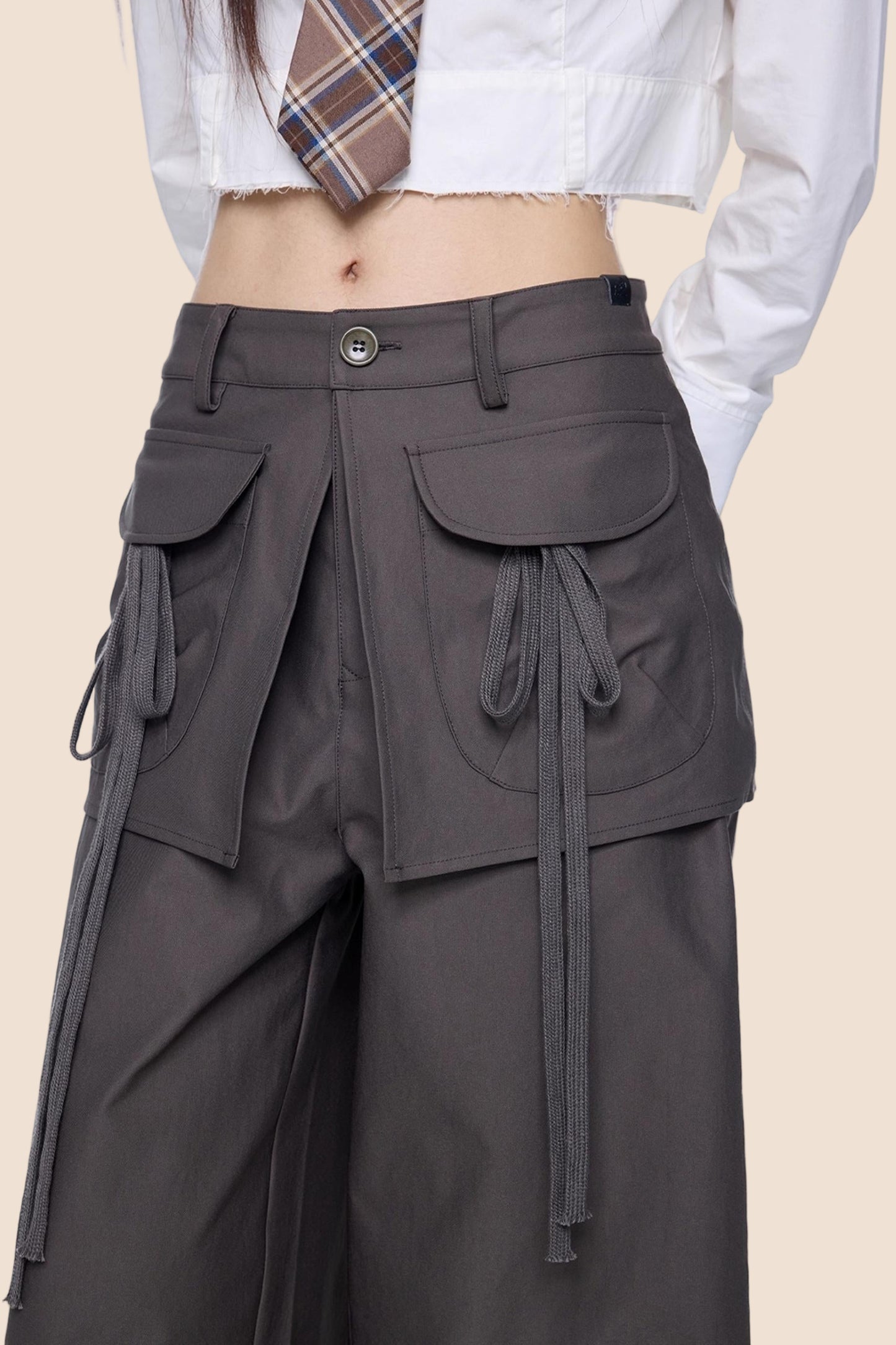 Patchwork Drapey Wide-Leg Pants