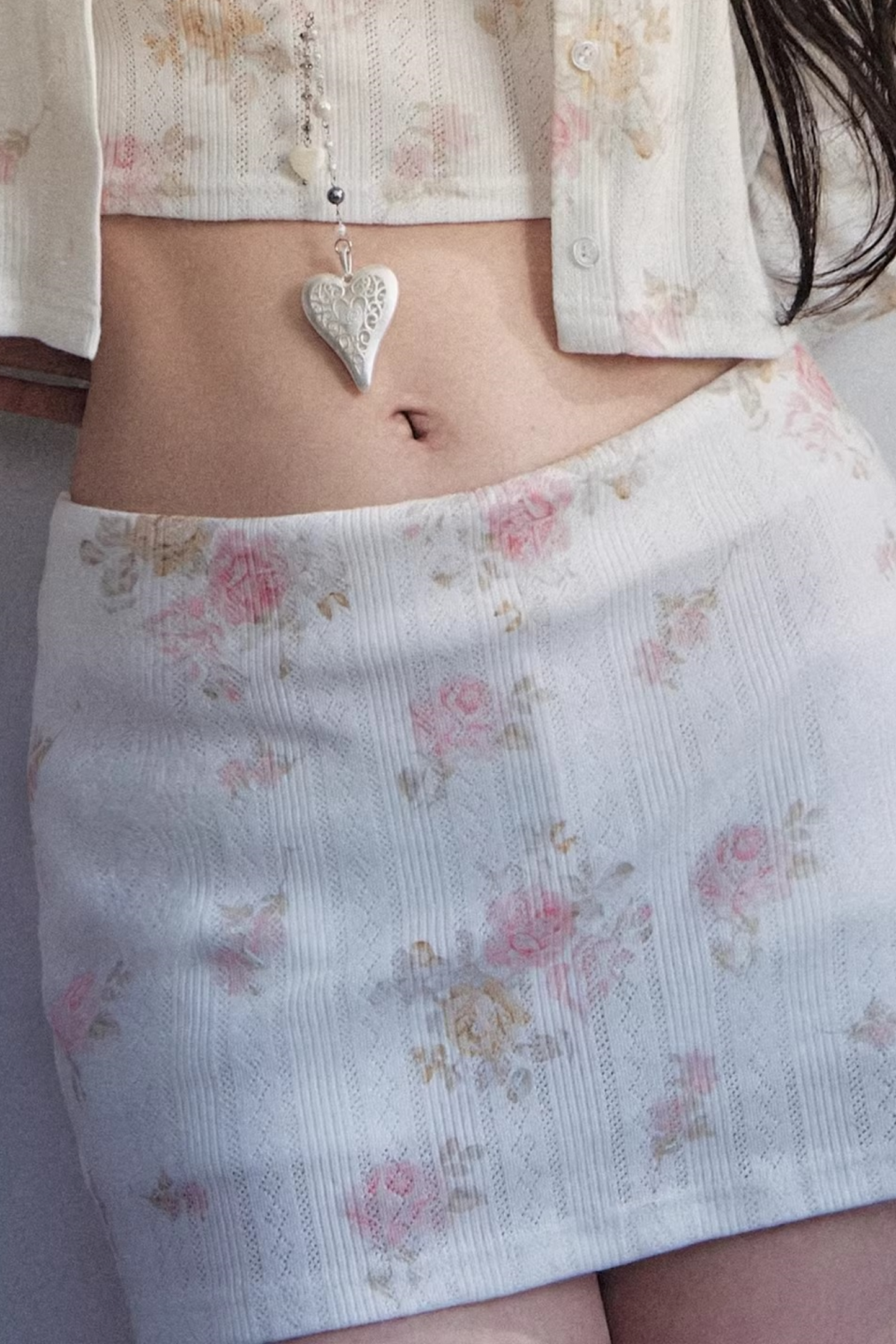 Retro Floral Knitted Cardigan Set-Up