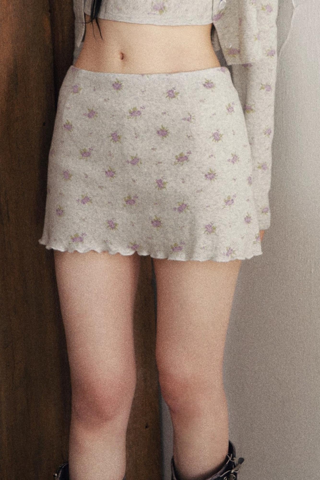 Floral Knit Cardigan Suit Set-Up