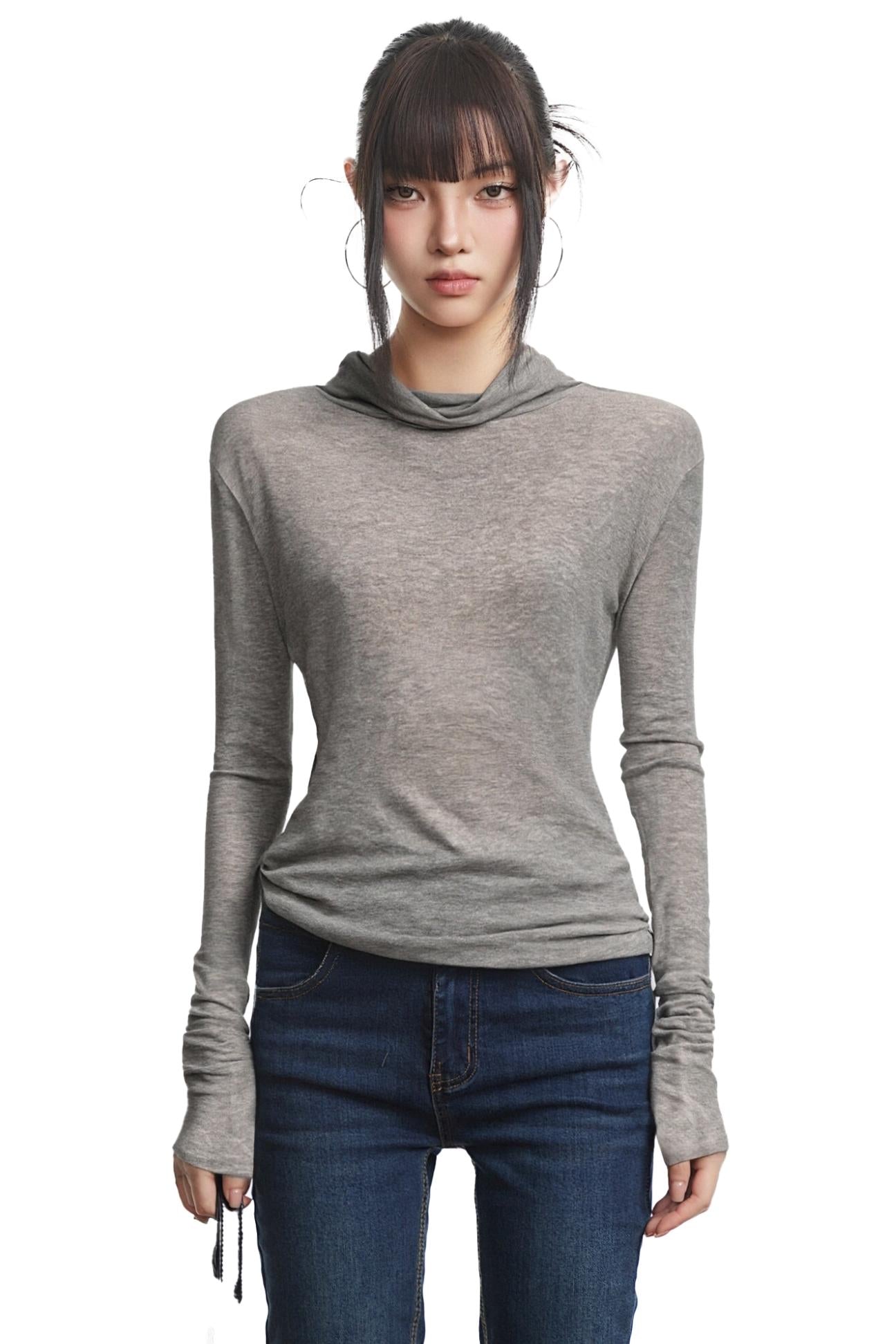 Stacked Collar Long-Sleeved T-Shirt