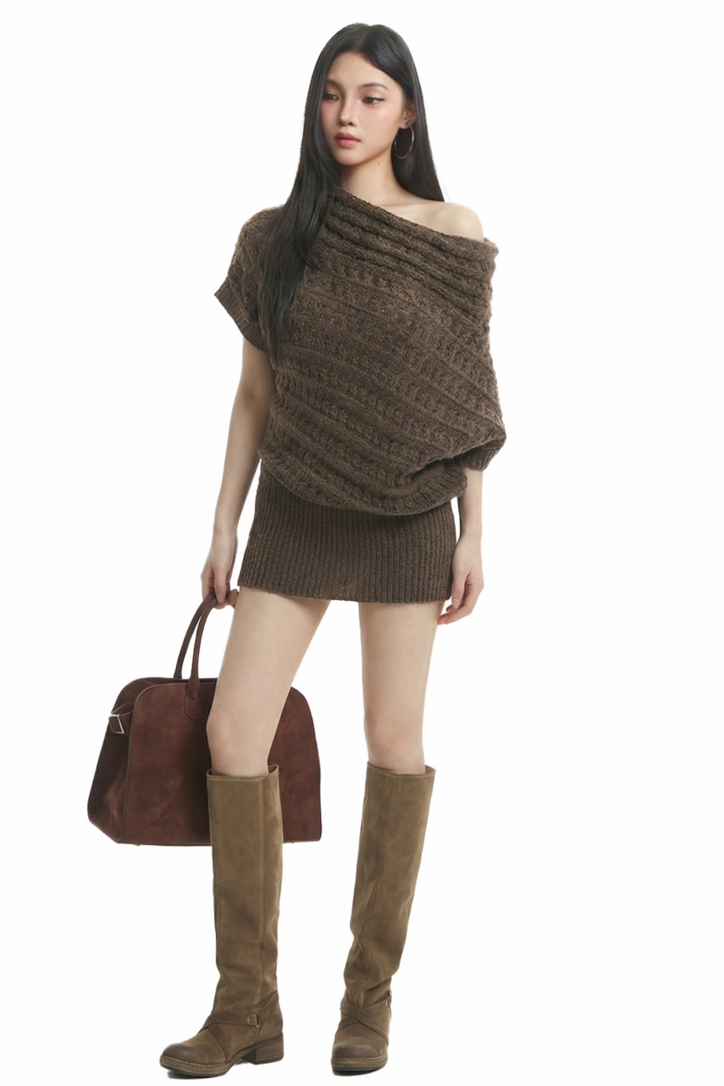 Retro Coffee Knit Dress