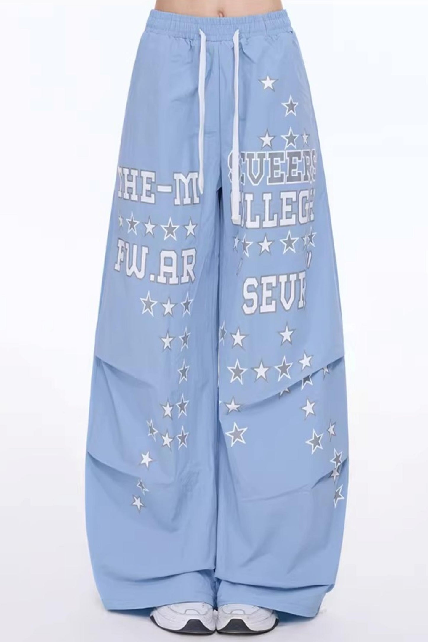 Letter Print Wide-Leg Pants