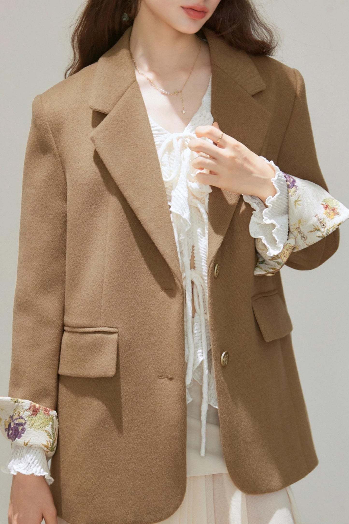 Jacquard Woolen Coat