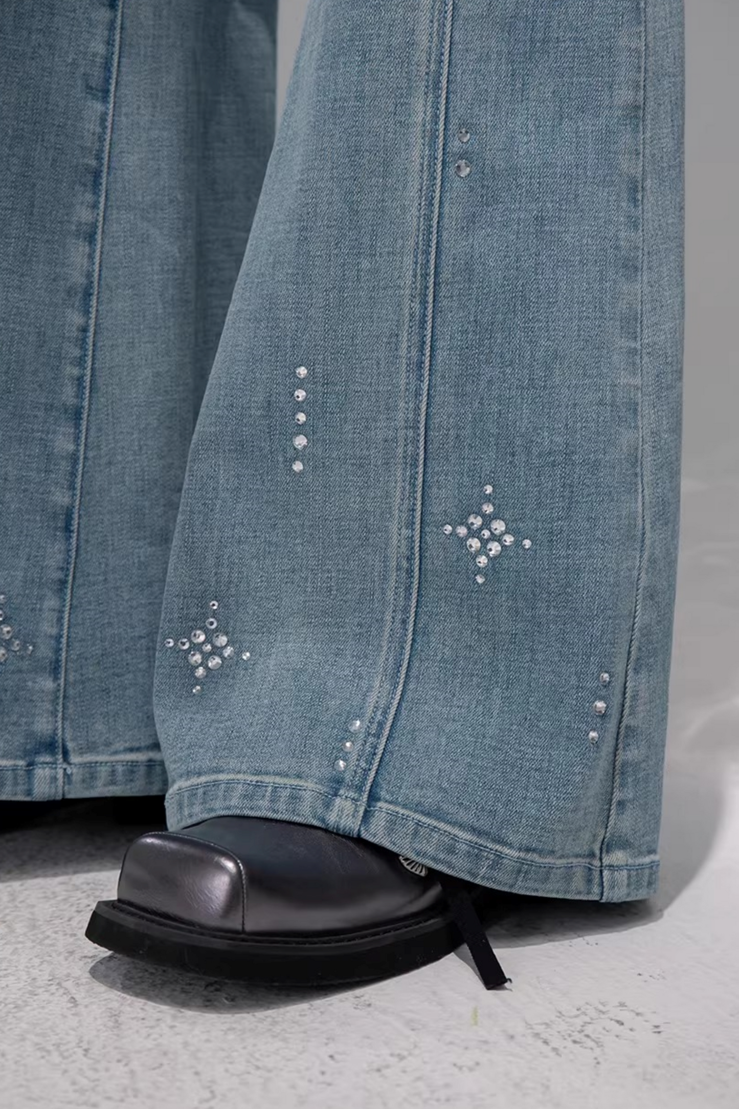 Starlight Blue Rhinestone Flared Jeans