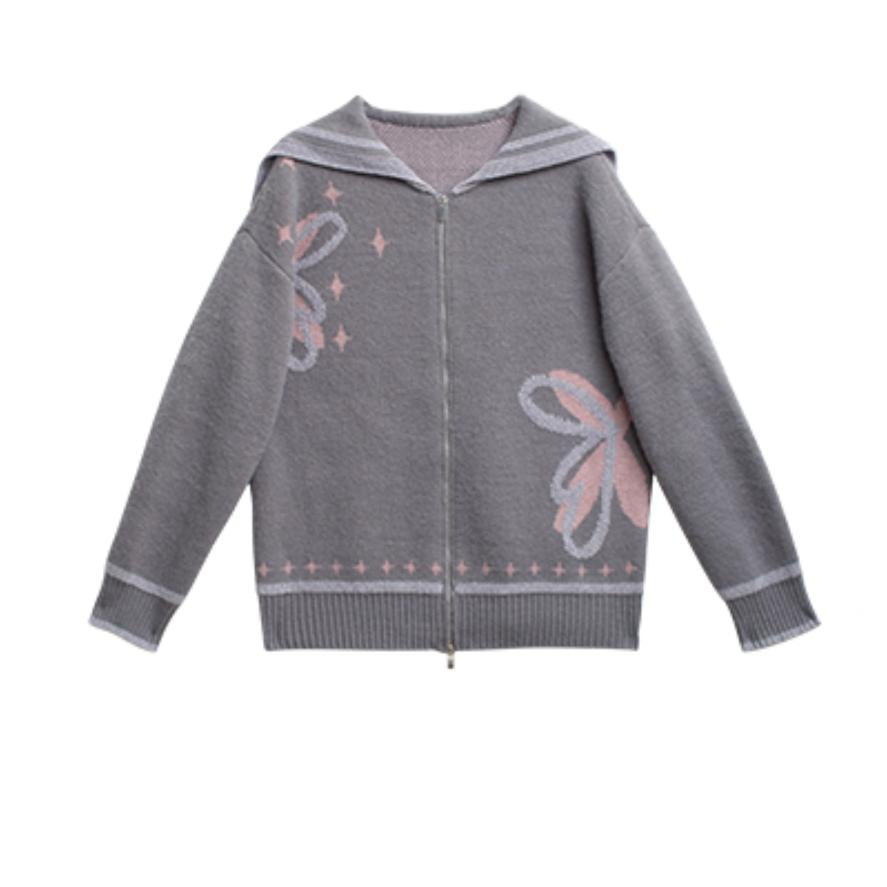 Cloud Gray Collar Knitwear Set