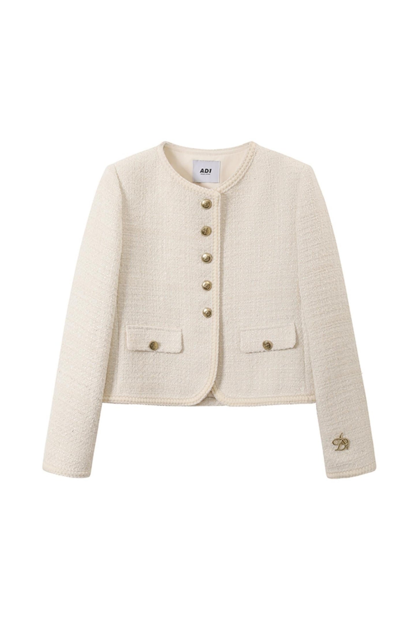 Veste cropped à col rond rétro française