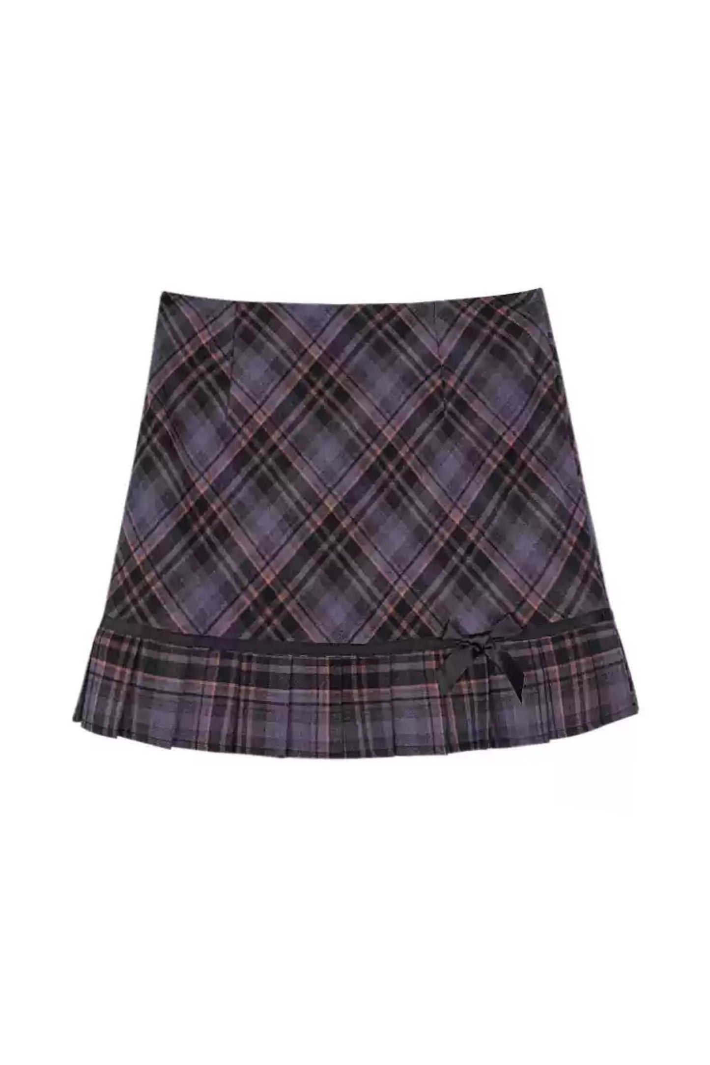 Jupe A-Line en tartan violet rétro