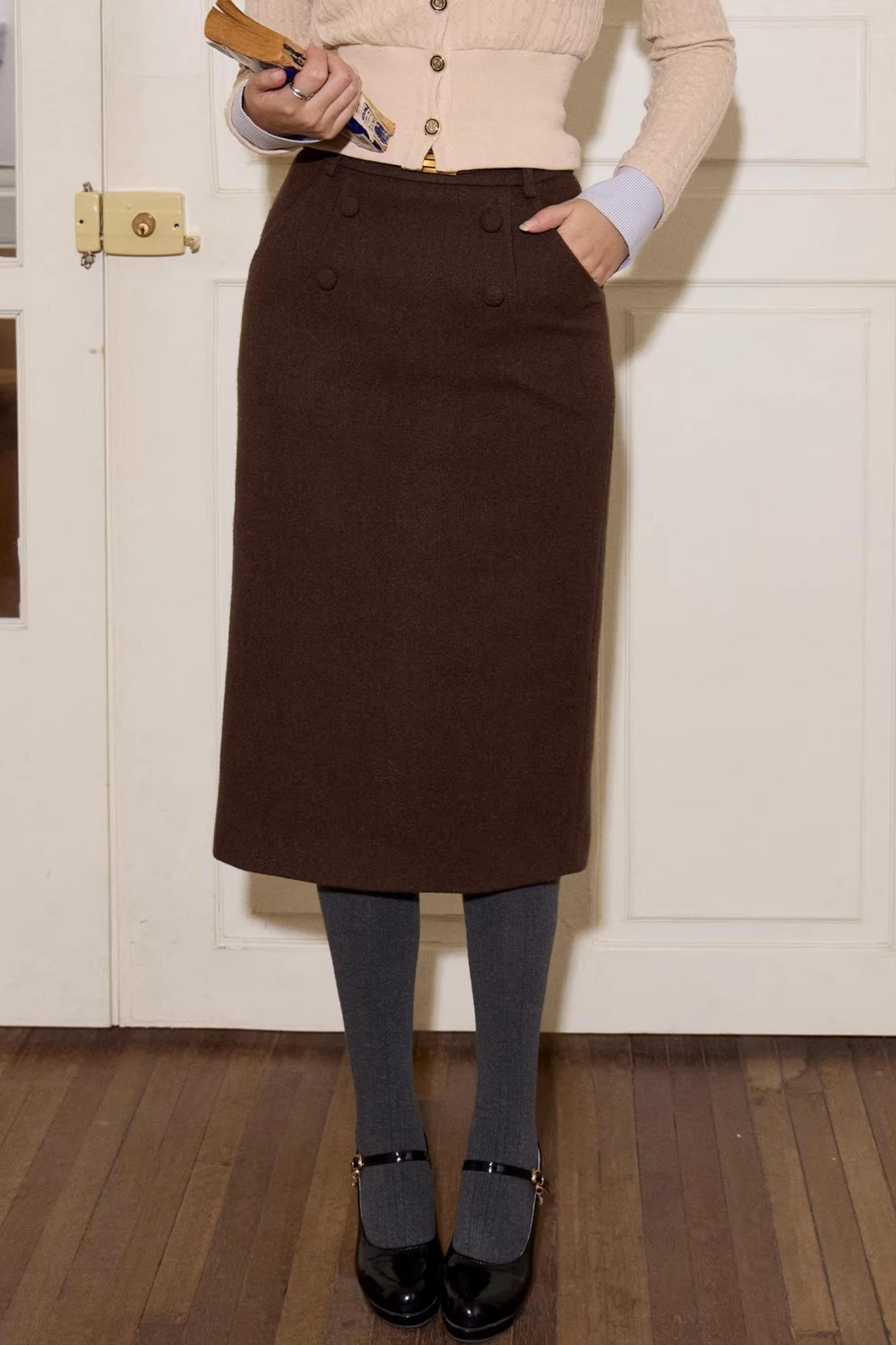 cigarette skirt Wool Blend Cigarette Skirt – UrbanSheek