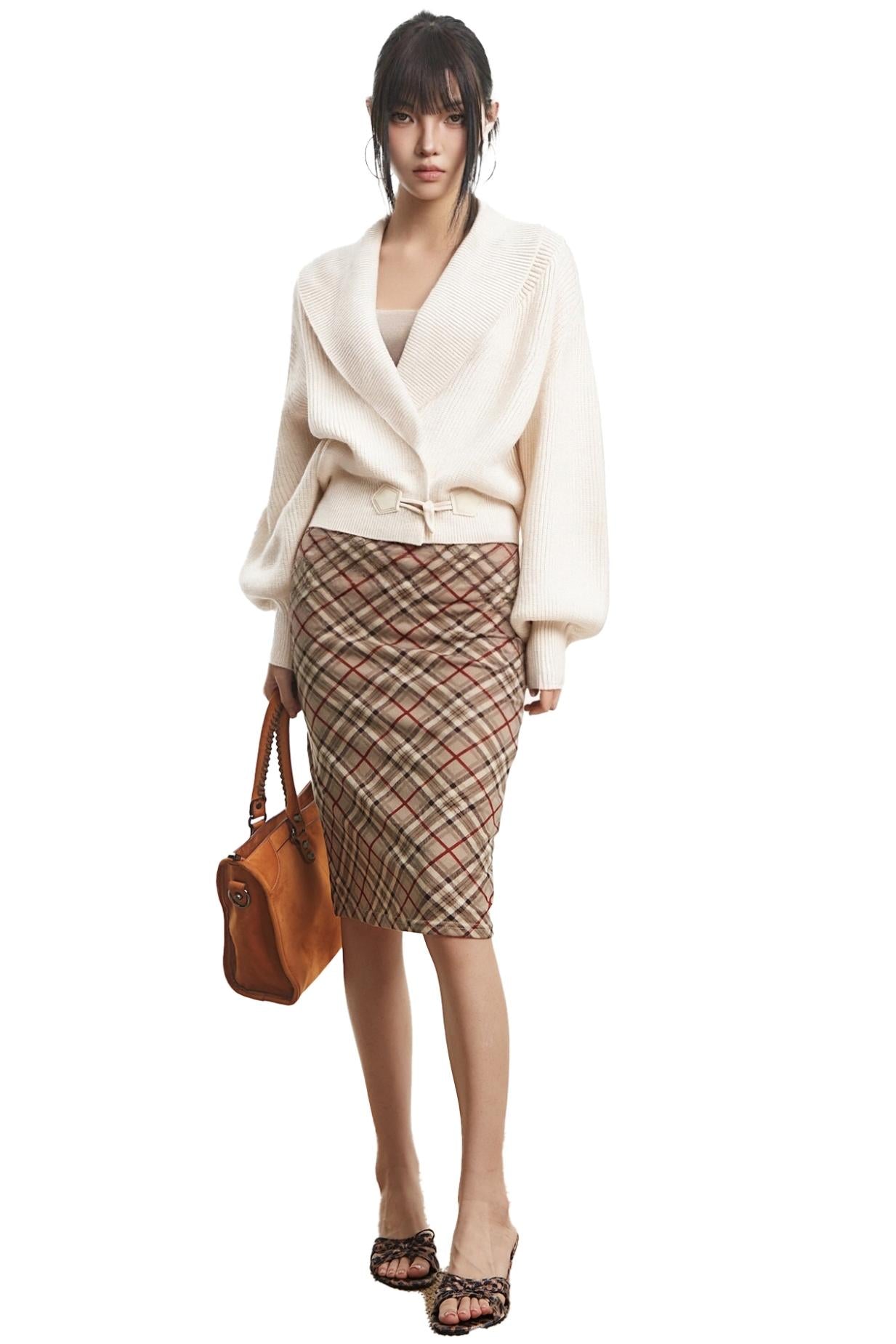 White Horn Button Casual Cardigan Coat