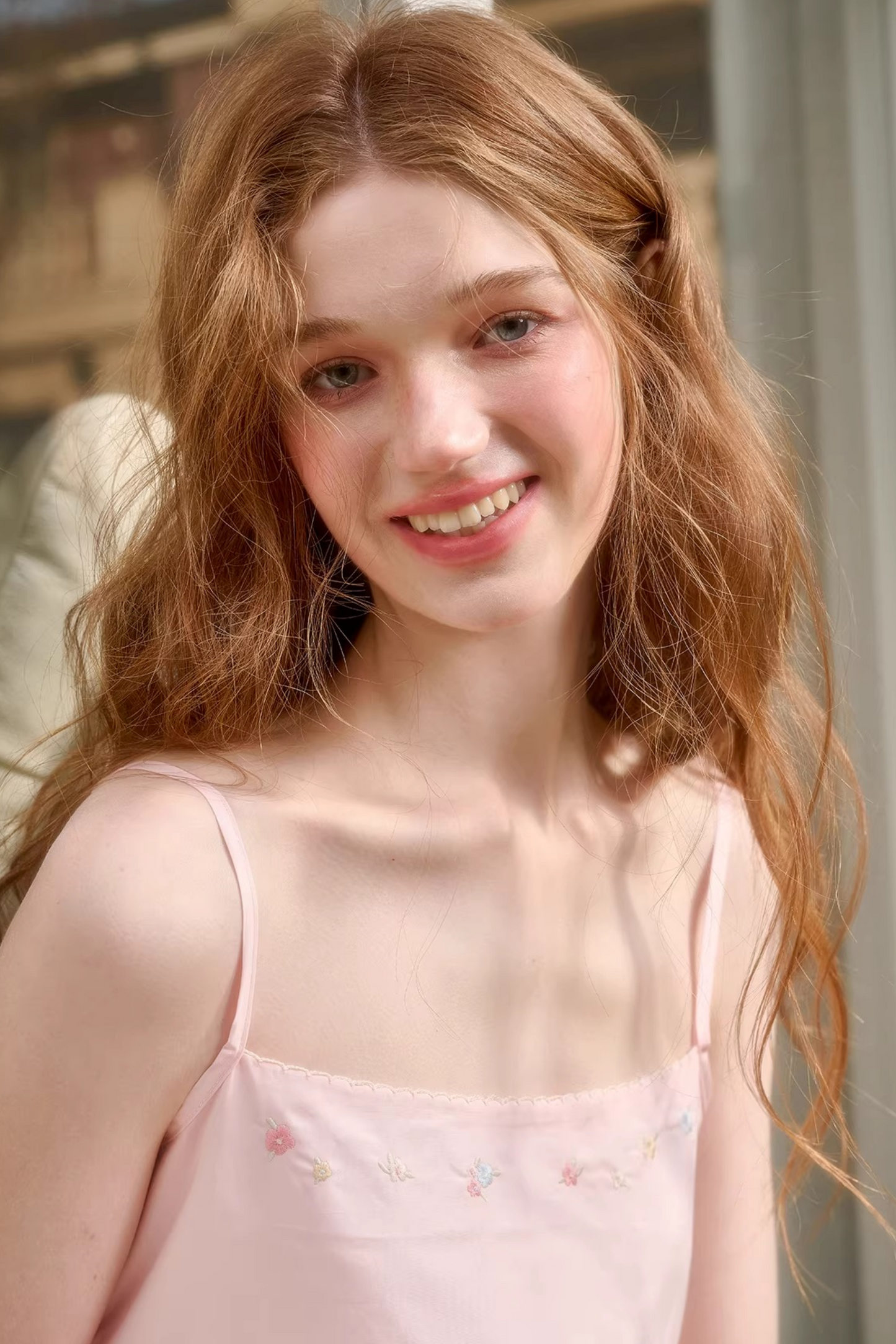 베이비 핑크 코튼 드레스 셋업