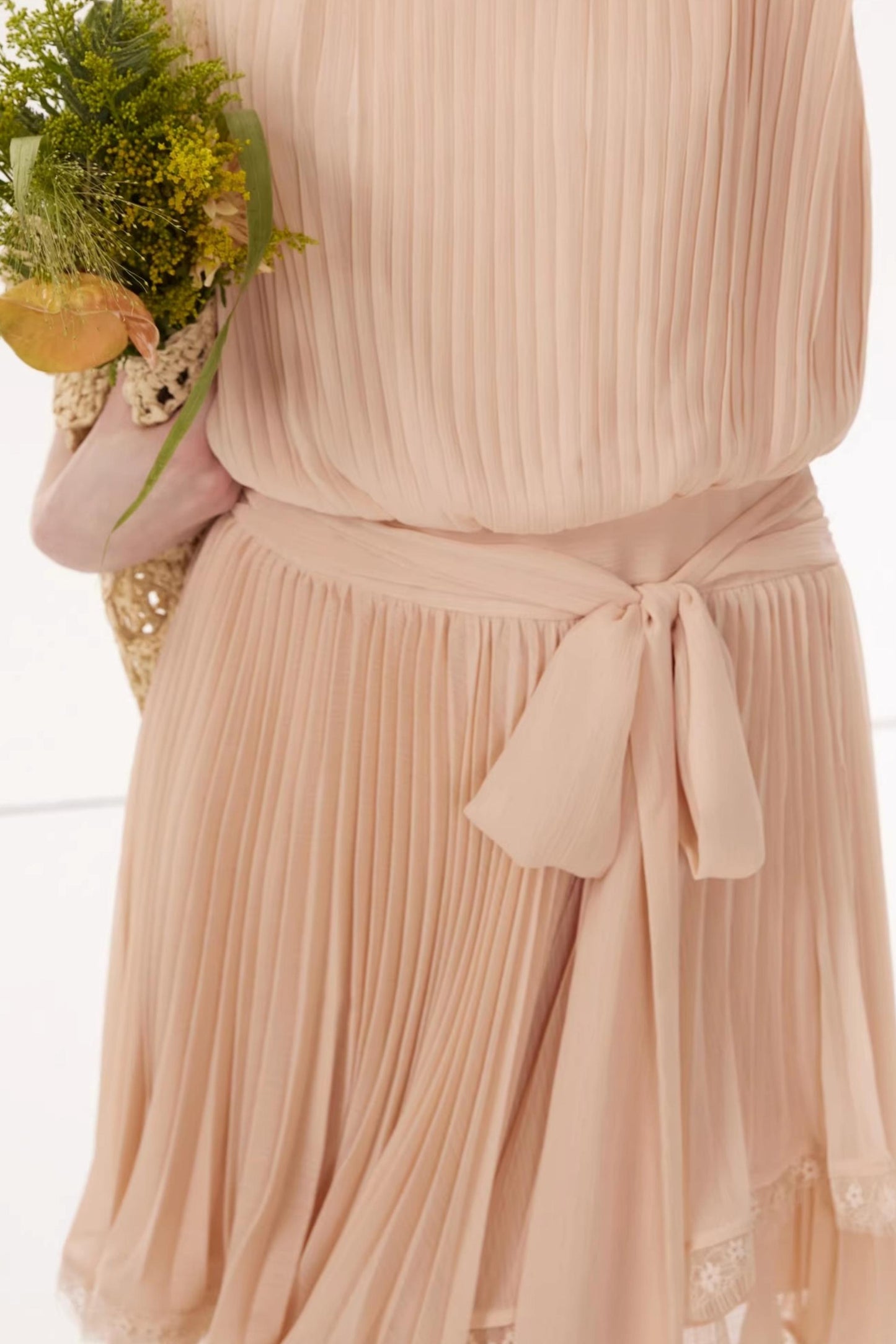 French Textured Bow Dress