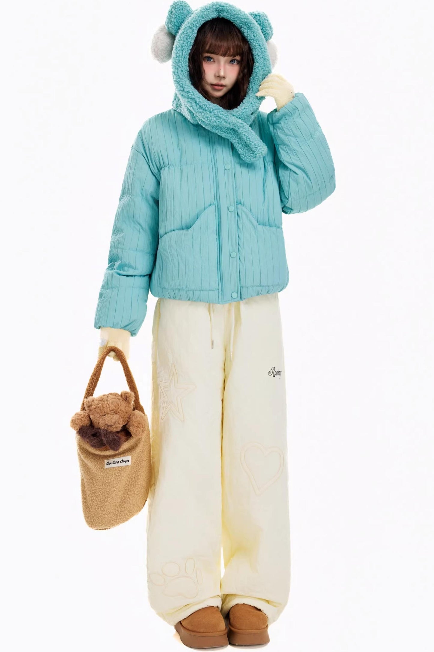 White Duck Down Hooded Puffer Jacket