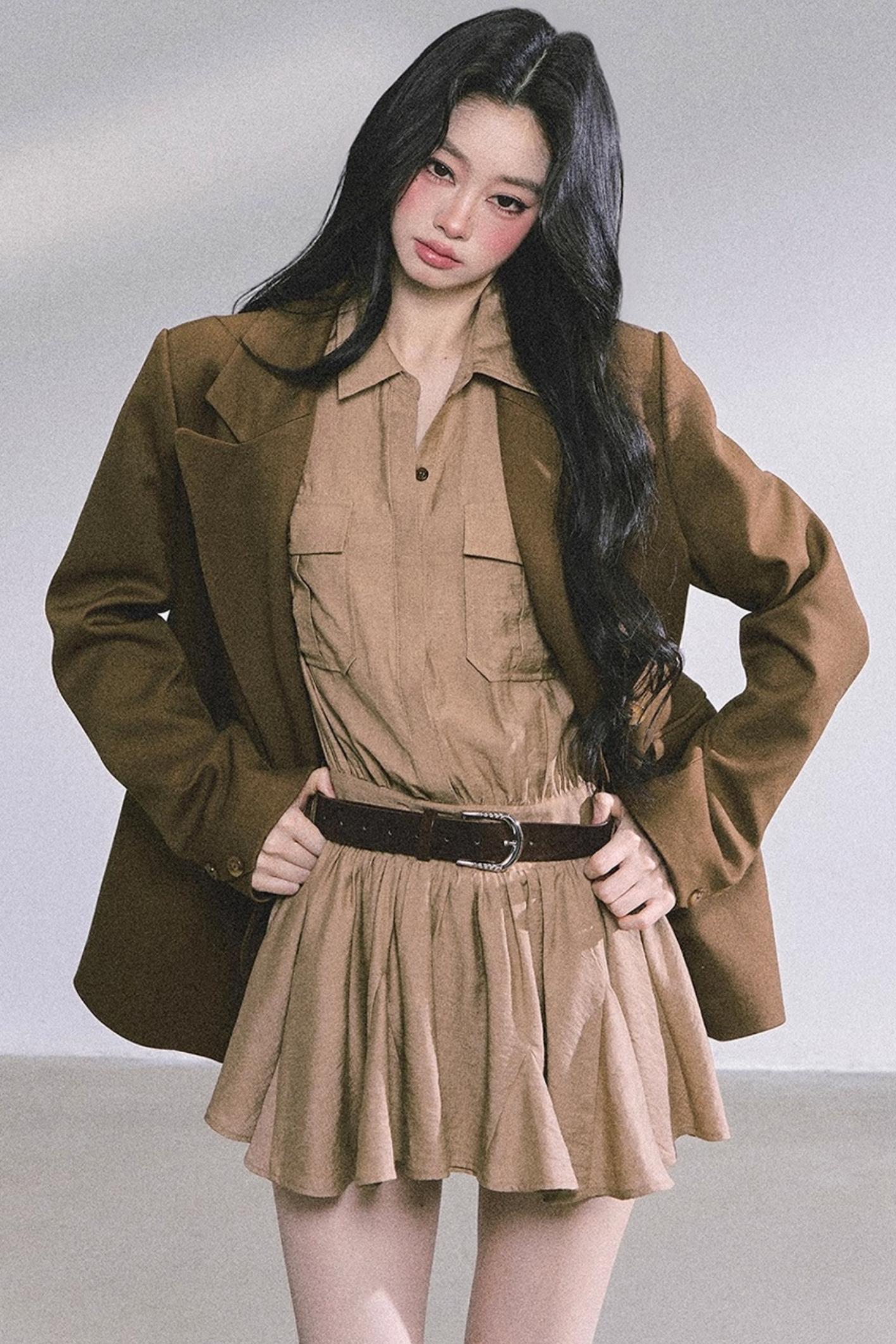 Plaid Two-Piece Winter Dress Set-Up