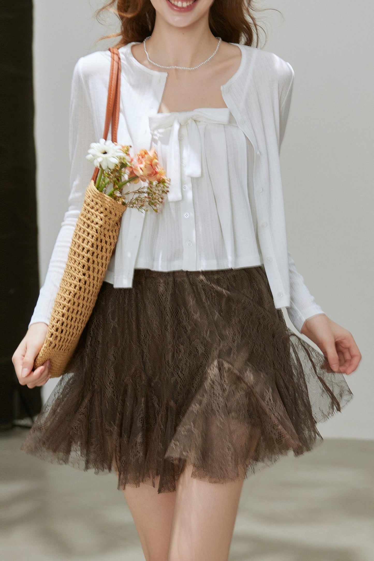 Cropped Cardigan Camisole Knit Set-Up