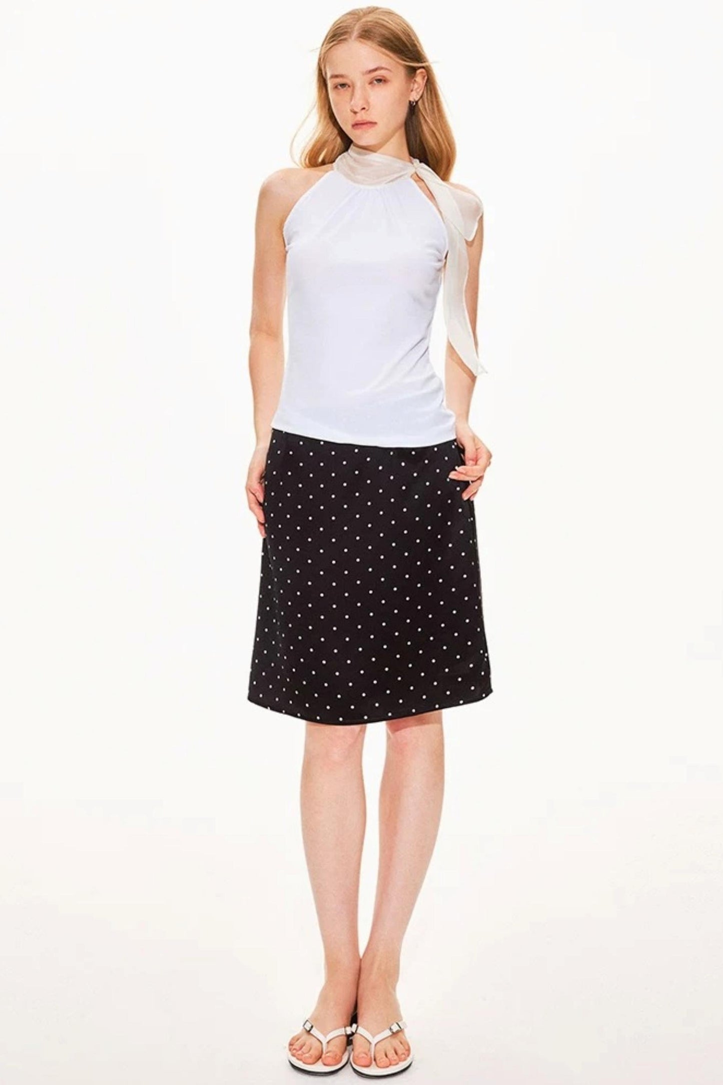 Acetat-Satinrock mit Polka-Dots