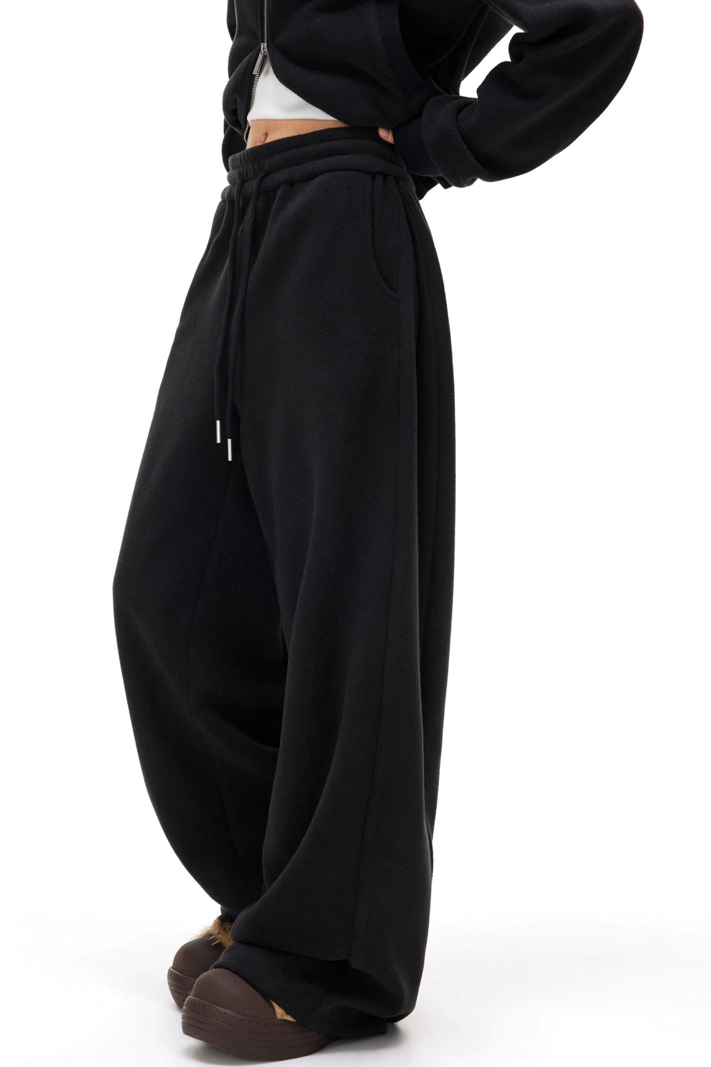 Fleece Zipper Jacket and Pants Suit Set-Up