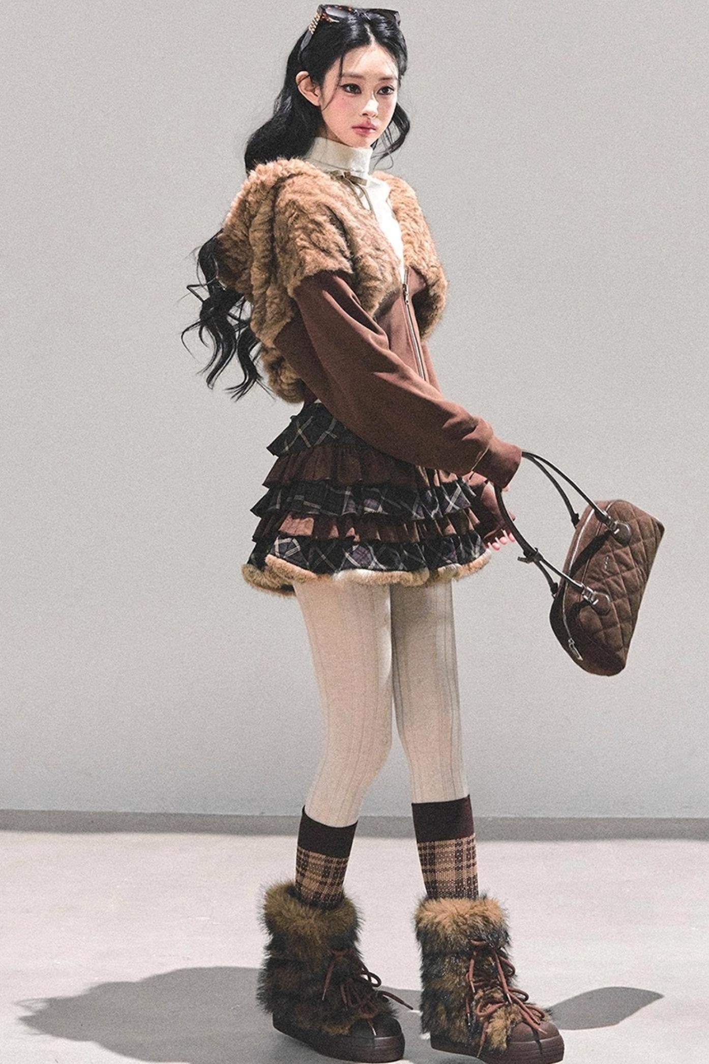 Sleeping with Snow Lamb Wool Coat