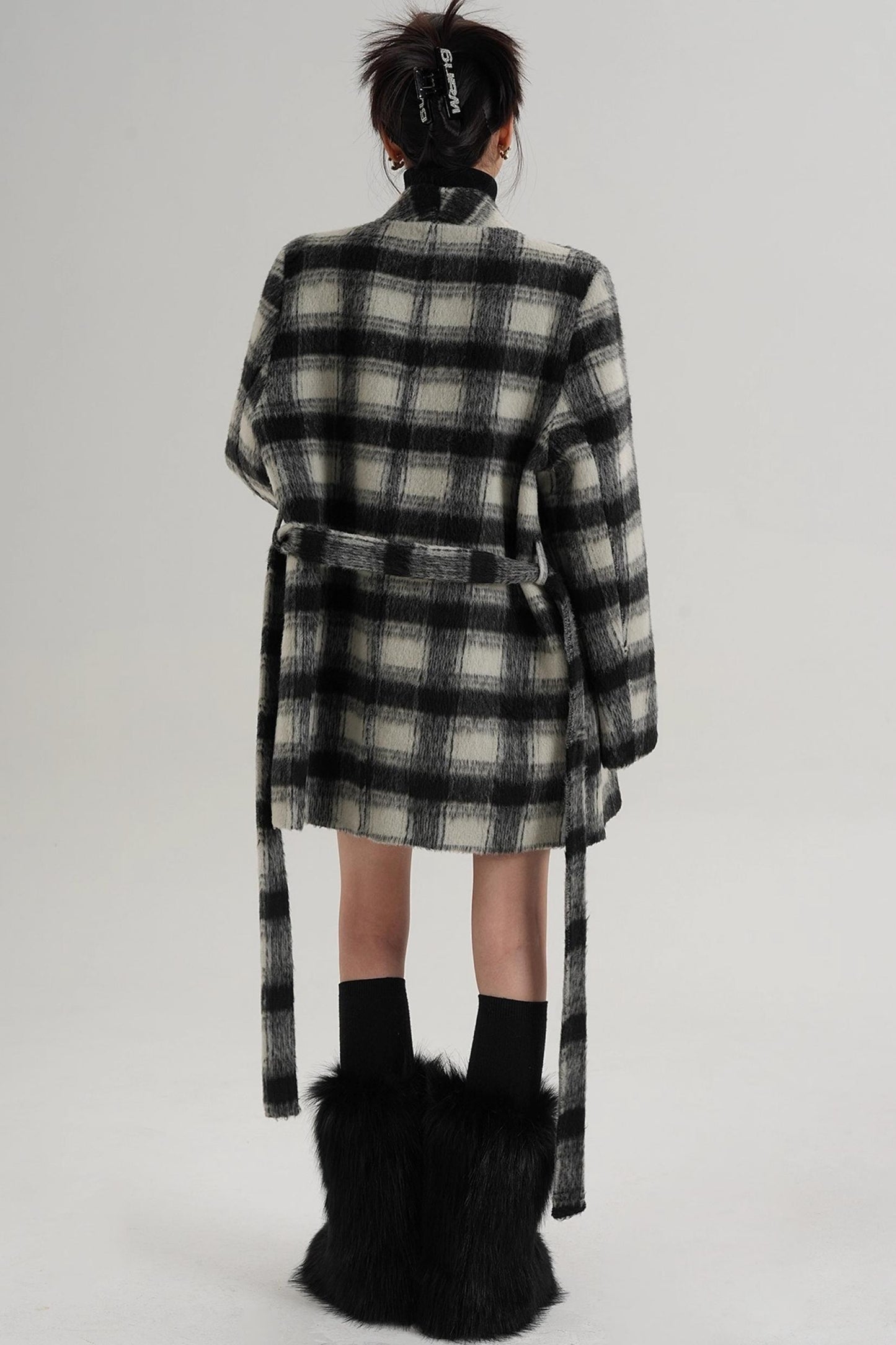 Elegant Plaid Wool Coat