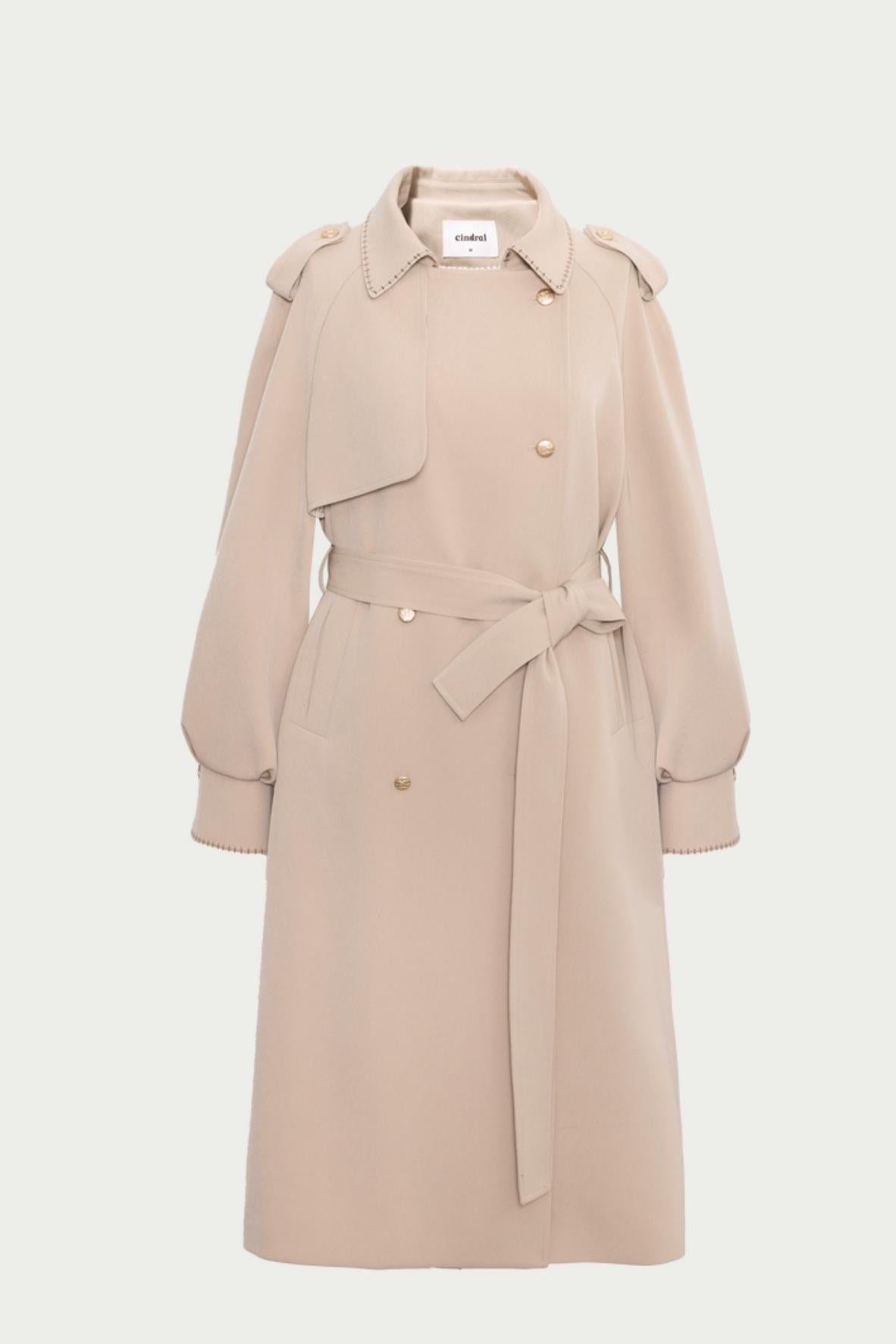 Oatmeal Chic Double-Breasted Trench Coat
