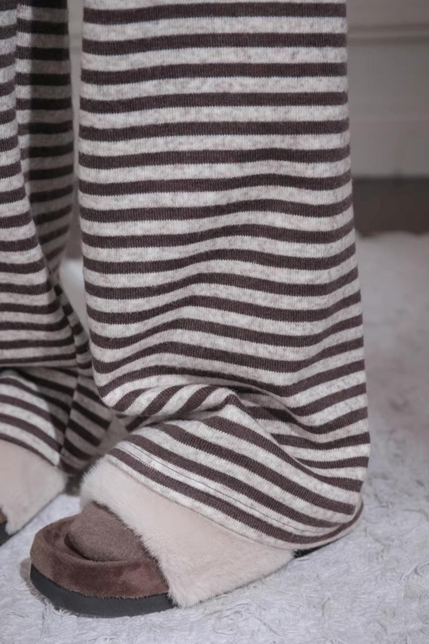 Wool Knit Striped Pants