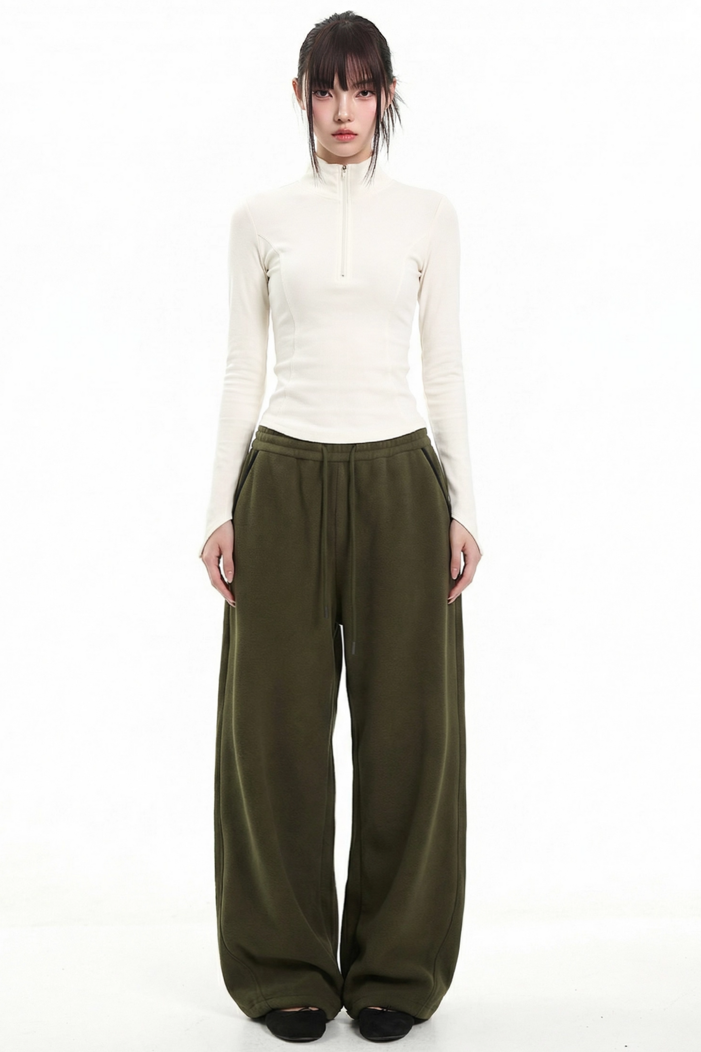 Retro Black Stand-Up Collar Top