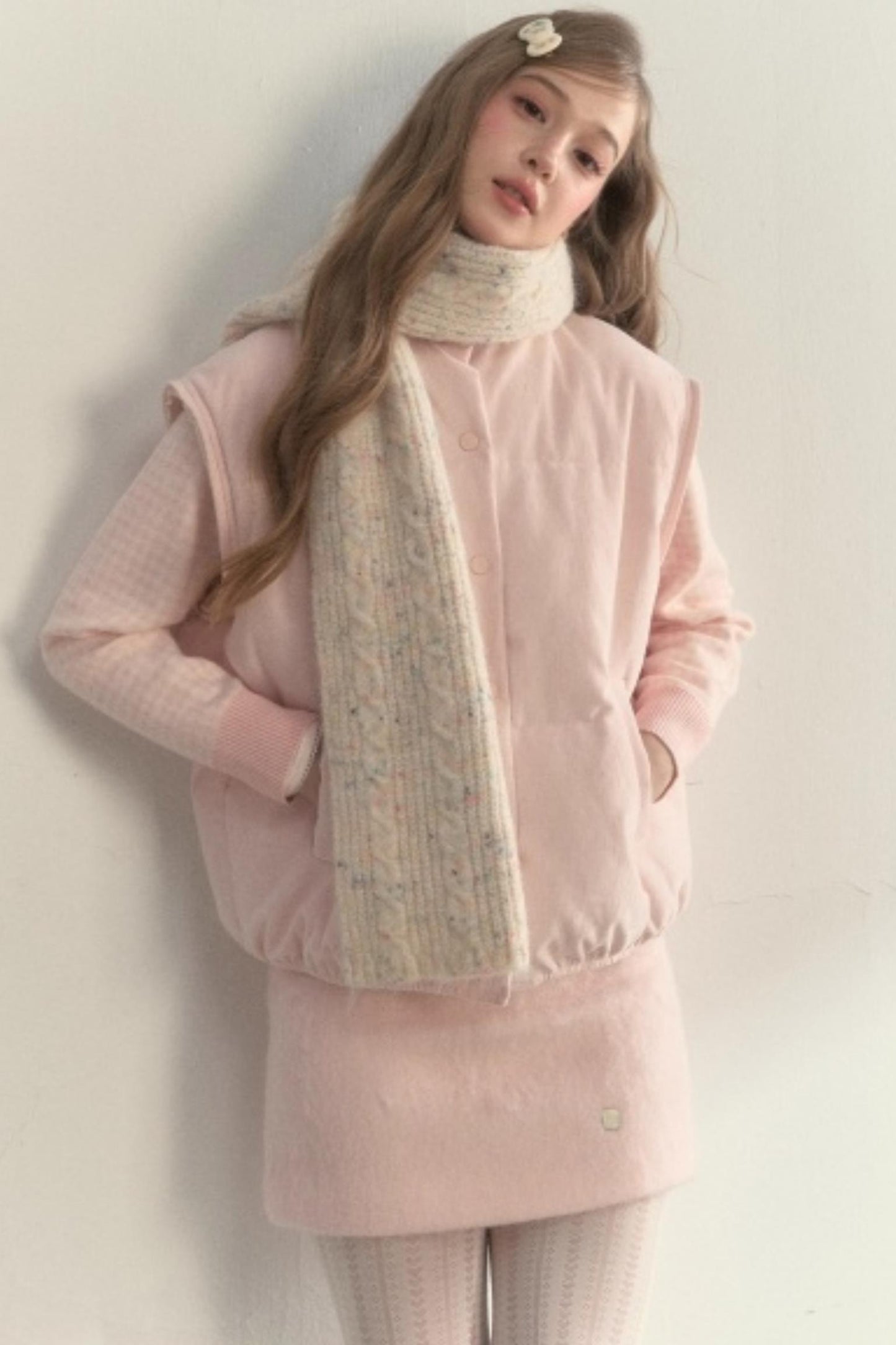 Twist Color Dot Wool Scarf