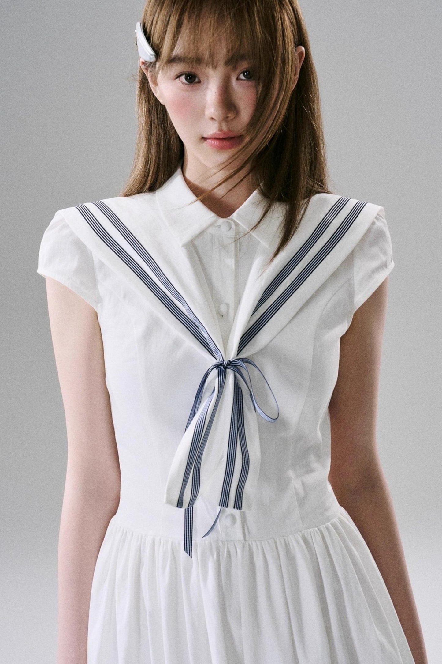 Minimal Sailor-Inspired Long Dress