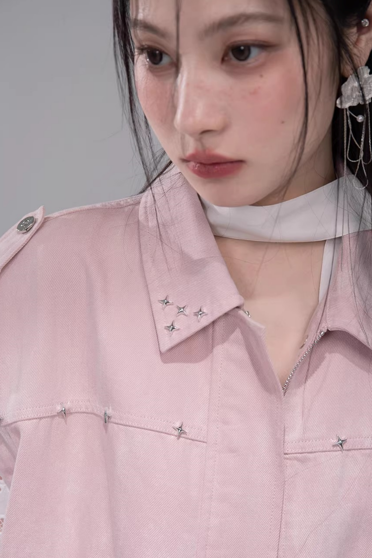 Fog Pink Denim Vest Jacket